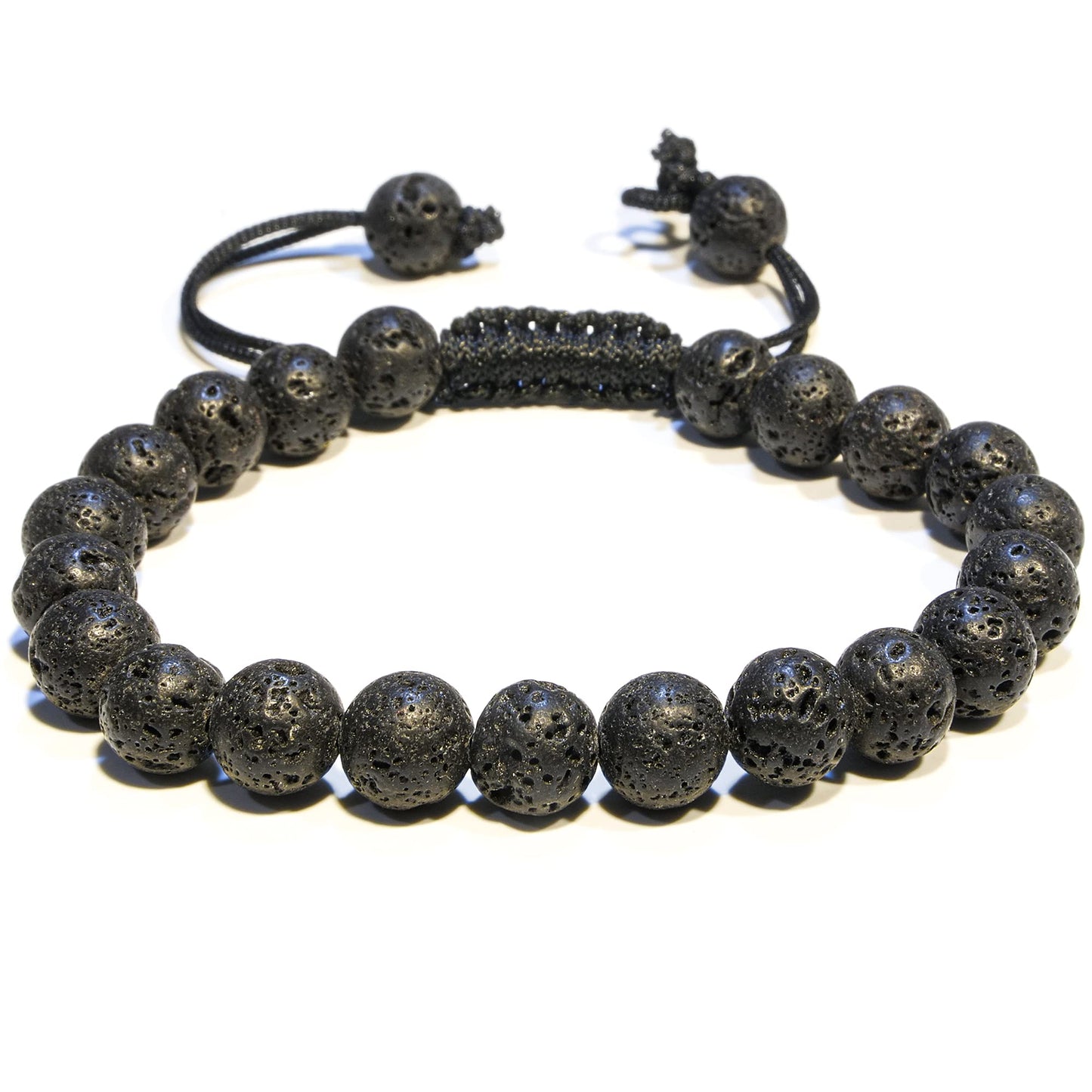 ANAYA AGATE Lava Rock Chakra Bracelet - Energy Protection Crystal Handmade Adjustable Bead Bracelet Perfect for Men, Women’s Christmas Gift - Gemstone Healing Stretch Pulsera Para Hombre Mujer Stocking Stuffer