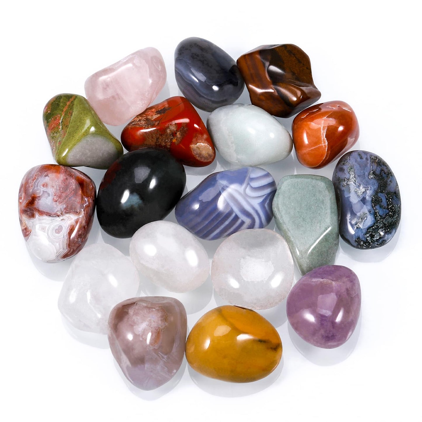 Huiguli 18 Pcs Crystals and Healing Stones Set, Natural Polished Gemstones Collection, Tumbled Healing Crystals for Reiki, Yoga, Chakra Meditation and Positive Energy (0.8-1.2 Inch)
