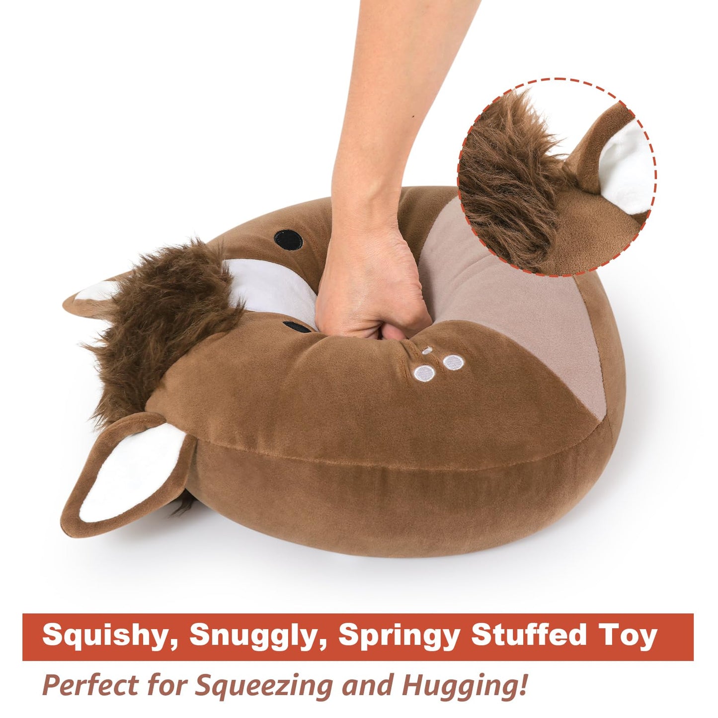 PEACH CAT Original Quarter Horse Stuffed Animal 12" Cute Horse Plush Soft Plushies Toys Gifts for Kids Adults Brown