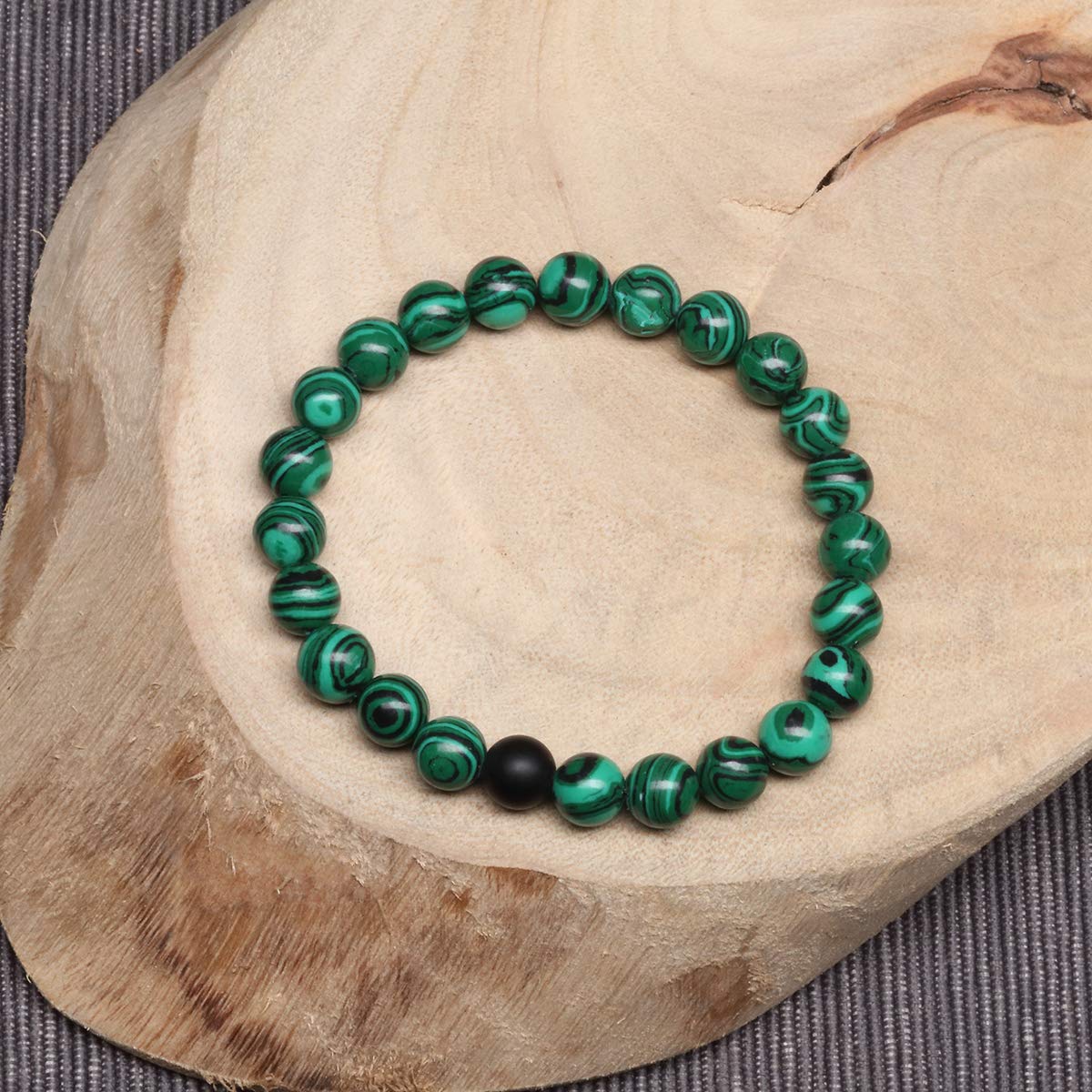 MengPa Mens Beaded Bracelets Couples Matching Bracelet Set Matte Beads for Women Stone Jewelry (Malachite) US3691