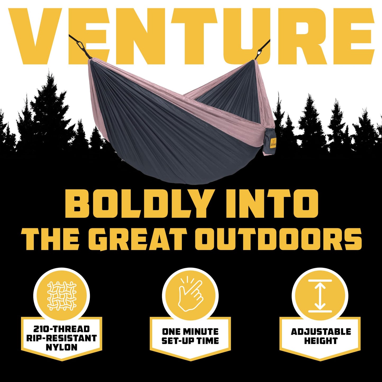 Wise Owl Outfitters Hammock for Camping Single Hammocks Gear for The Outdoors Backpacking Survival or Travel - Portable Lightweight Parachute Nylon SO Charcoal Rose