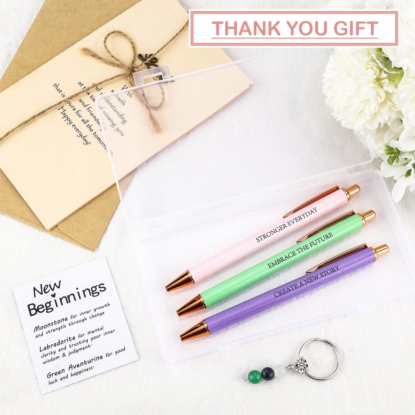 Going Away Gifts for Coworkers Women New Beginning Gifts Farewell Gift Crystal Keychain Fancy Pen Set Divorce Gift Goodbye Present Inspirational Encouragement Leaving Job Presents Office Present