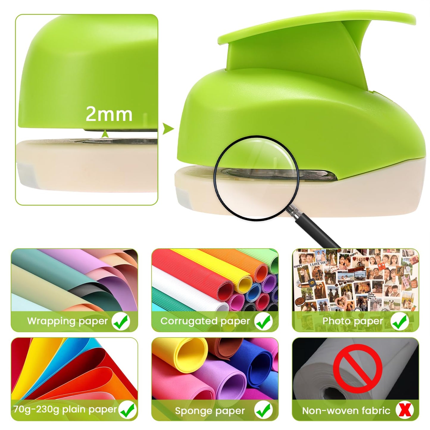 HAUSTGO 3PCS Circle Punch Set, 3/8 Inch, 5/8 Inch, 1 Inch Circle Hole Punch Set for Scrapbooking, Card Making, DIY Photo Albums and Homemade Confetti