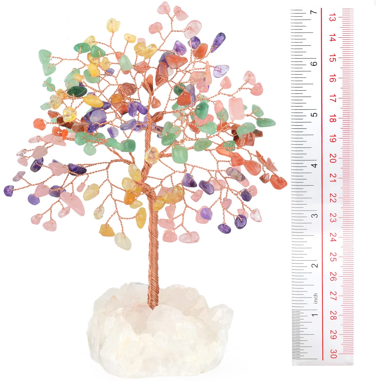 MASGEMES Gemstone Crystal Tree of Life,Quartz Cluster Base,Bonsai Money Tree Feng Shui Decor,Chakra Healing Crystals Positive Enegy-Good Luck Gift 5.5-6.3 Inches
