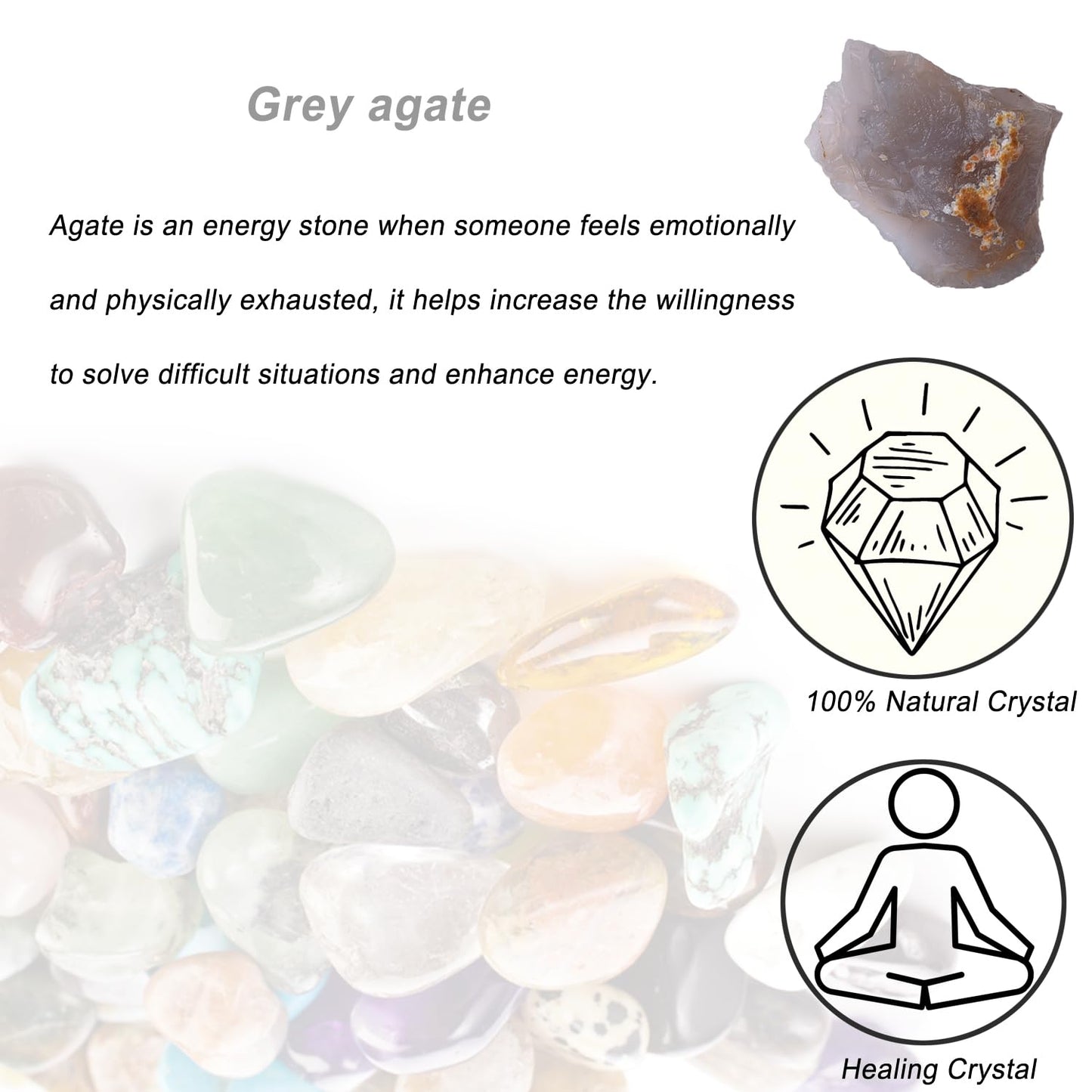 Erliway 1.25-2" Large Grey Agate Raw Crystals, Natural Rough Agate Crystal, Healing Crystals Stones for Tumbling, Cabbing, Fountain Rocks, Decoration, Polishing, Wire Wrapping, Wicca & Reiki
