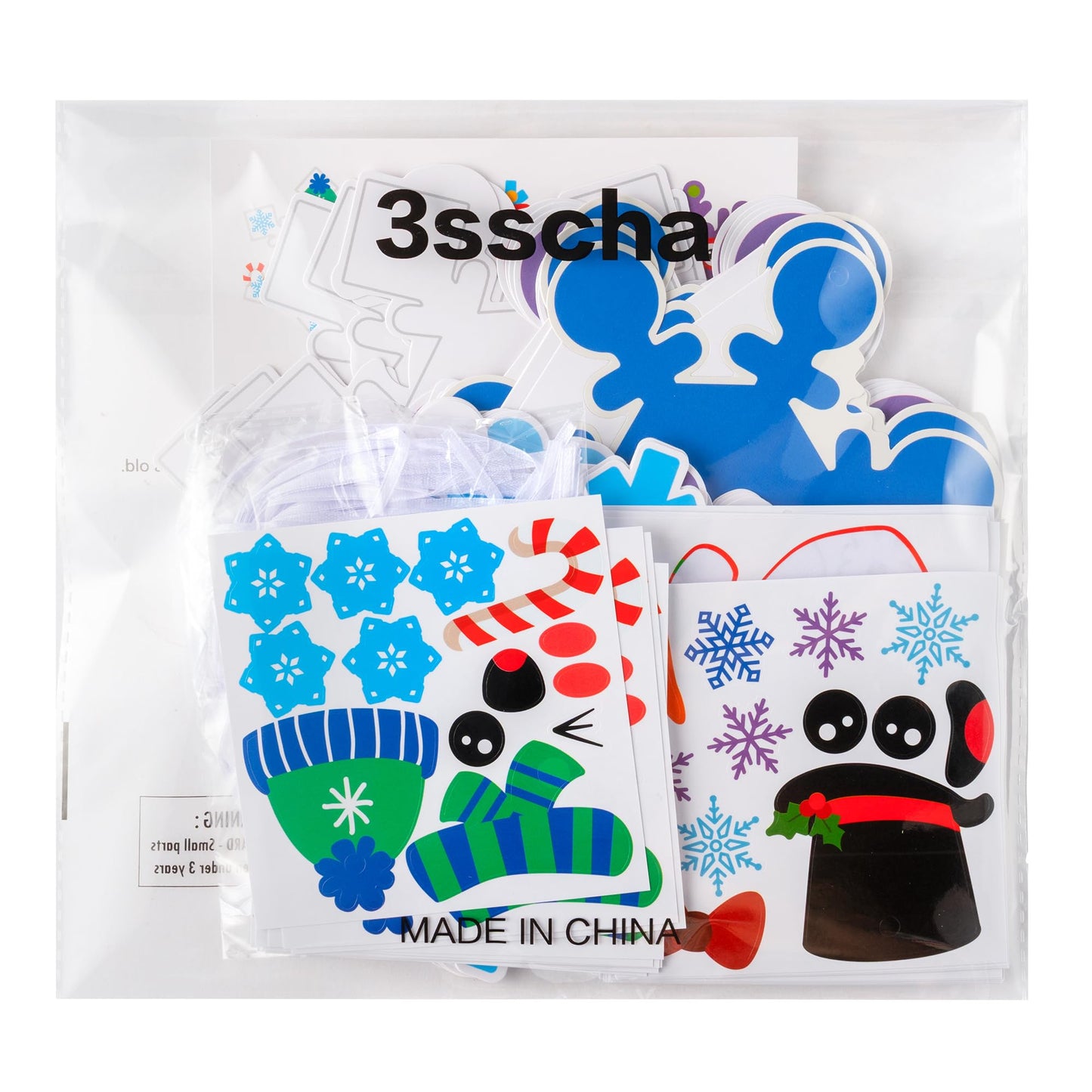 3sscha 40 Packs Christmas Snowflake Craft Kit for Kids - DIY Xmas Winter Art Craft Make Your Own Snow Flakes Set Sticker Handmade Artwork Project Classroom Home Holiday Activity Party Favor Decor
