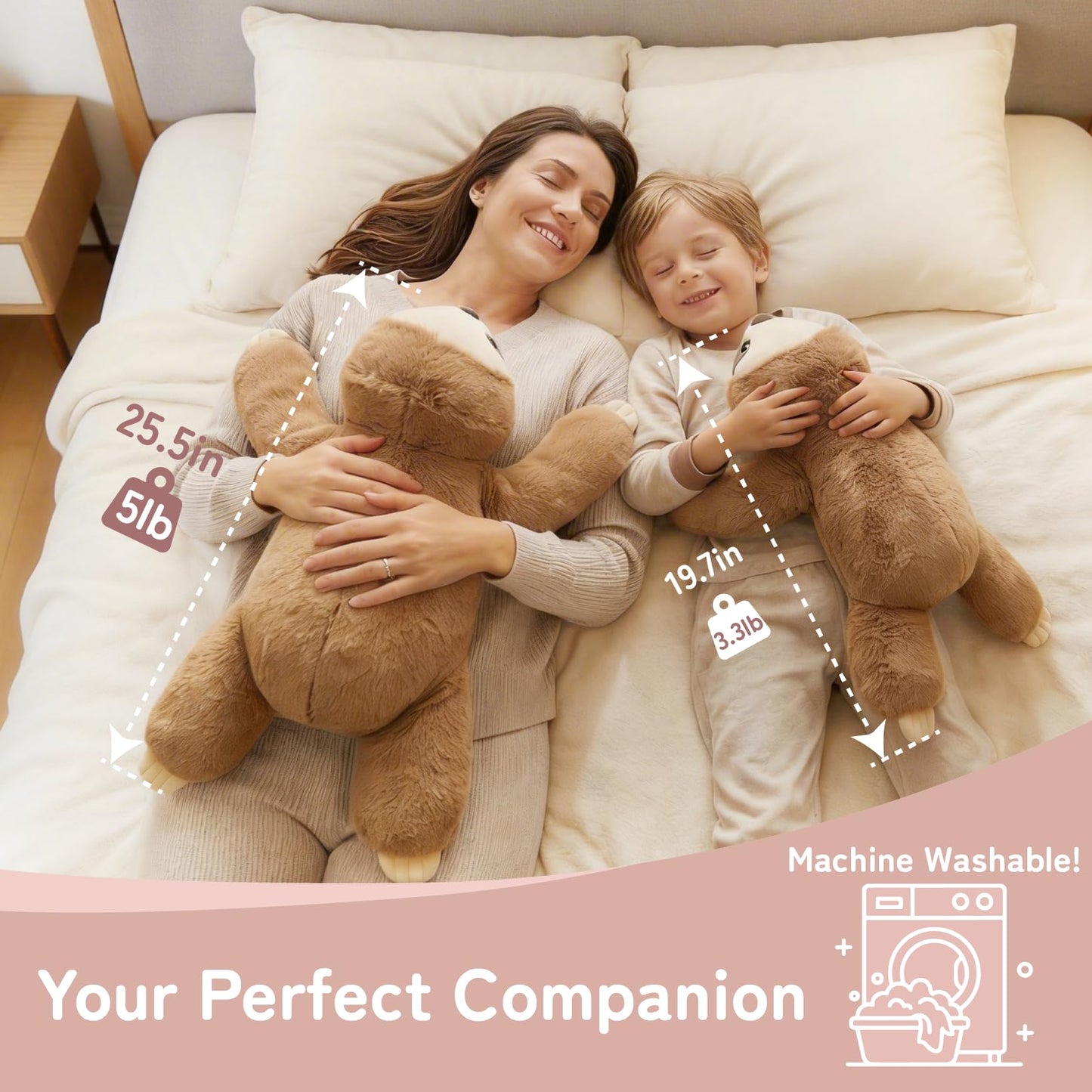 Niuniu Daddy 20" | 3.3 Pound Weighted Sloth Stuffed Animal Plushie for Adults & Kids, Large Weighted Lap Pillow for Comfort, Soft Sensory Stuffy Toy as Gift for Holidays