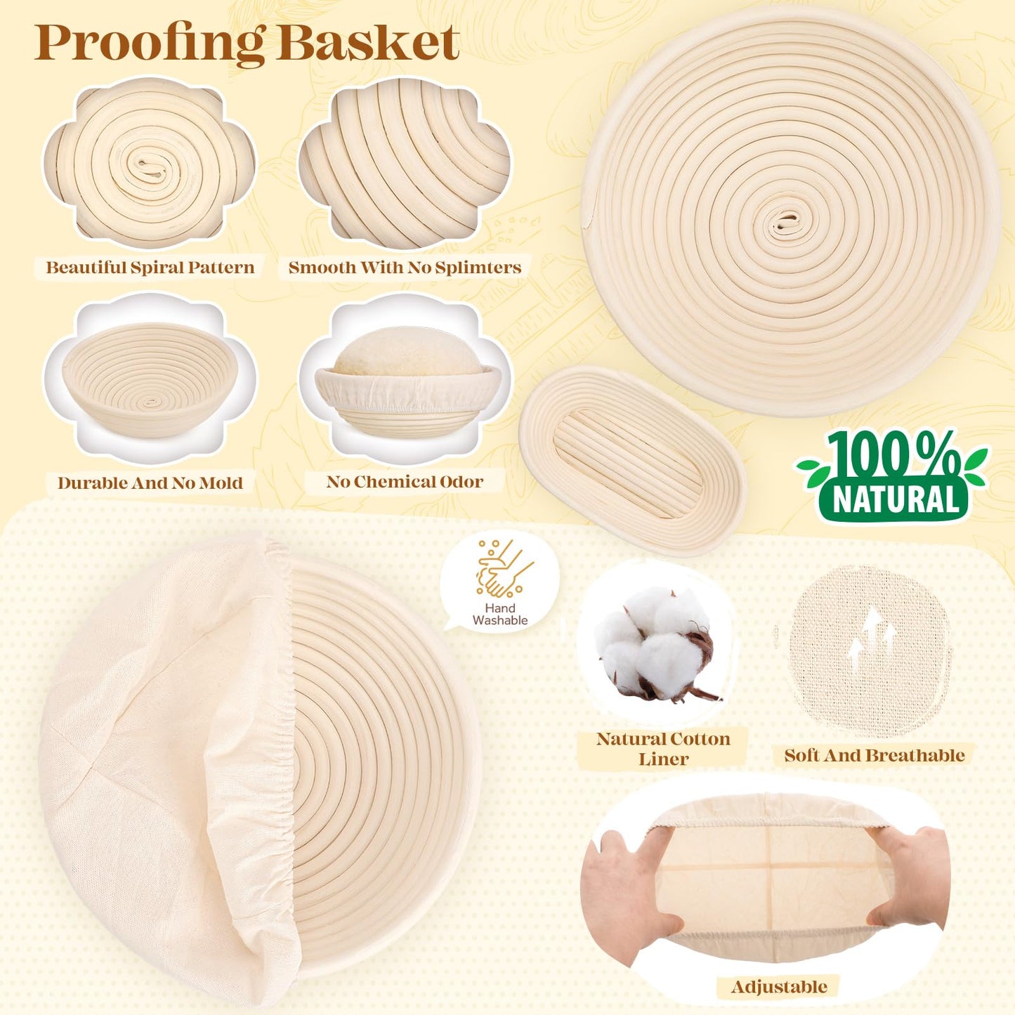 Sourdough Starter Kit, Sourdough Bread Baking Supplies, Bread Proofing Basket, Sourdough Kit for Modern Home and Kitchen, Sourdough Bread Basket, Sour Dough Kit Tools, Bread Making Tools Kit