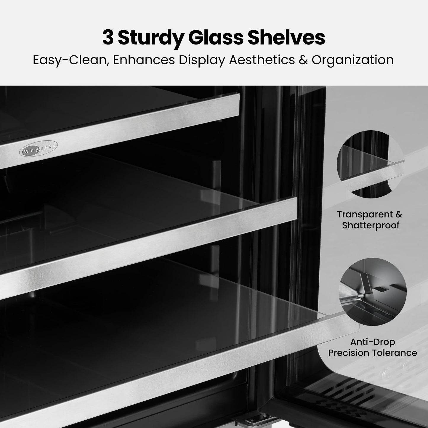 Whynter Beverage Refrigerator 24 Inch Drink Fridge with Glass Door Beverage Cooler 140 Cans Under Counter Beverage Fridge Freestanding 3 LED 34-54°F for Beer Home Bar Premium Series 5.65 cu.ft