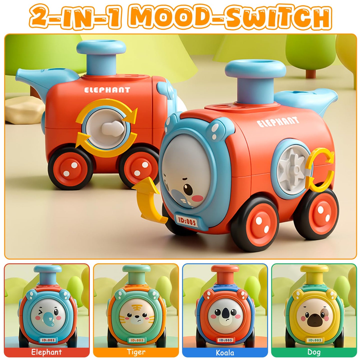 Keamaidy Baby Train Car Toys for Toddler 1-3, 4PCS Press to Go Push Car, Infant Play Whistle Vehicle Toy Set for 12-18 Months, 1st Birthday Christmas Easter Gifts for 1-2 Years Old Boys