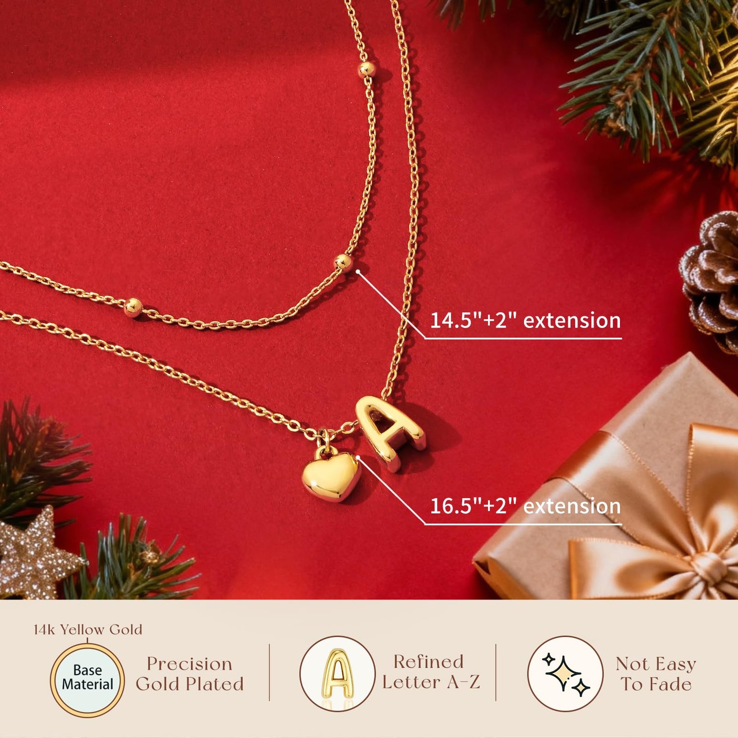 adoyi Gold Heart Initial Necklaces for Women Hers Dainty 14K Gold Plated Heart Layered Letter S Pendant Necklace Stack Trendy Jewelry Birthday Valentines Gifts for Women Jewelry