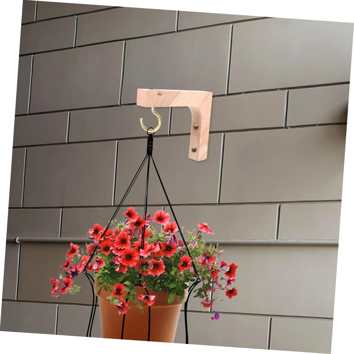 Outanaya Wooden Plant Hooks 2pcs Heavy Duty Wall Plant Hangers Indoor Outdoor Wall Mount Brackets for Hanging Flower Pots
