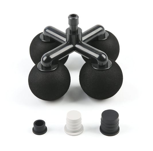 Falafale Massager Head with 4 Round Balls Massage Gun Soft Heads Replacement 4 Balls Massage Head with 3 Sizes Silicone Adapters