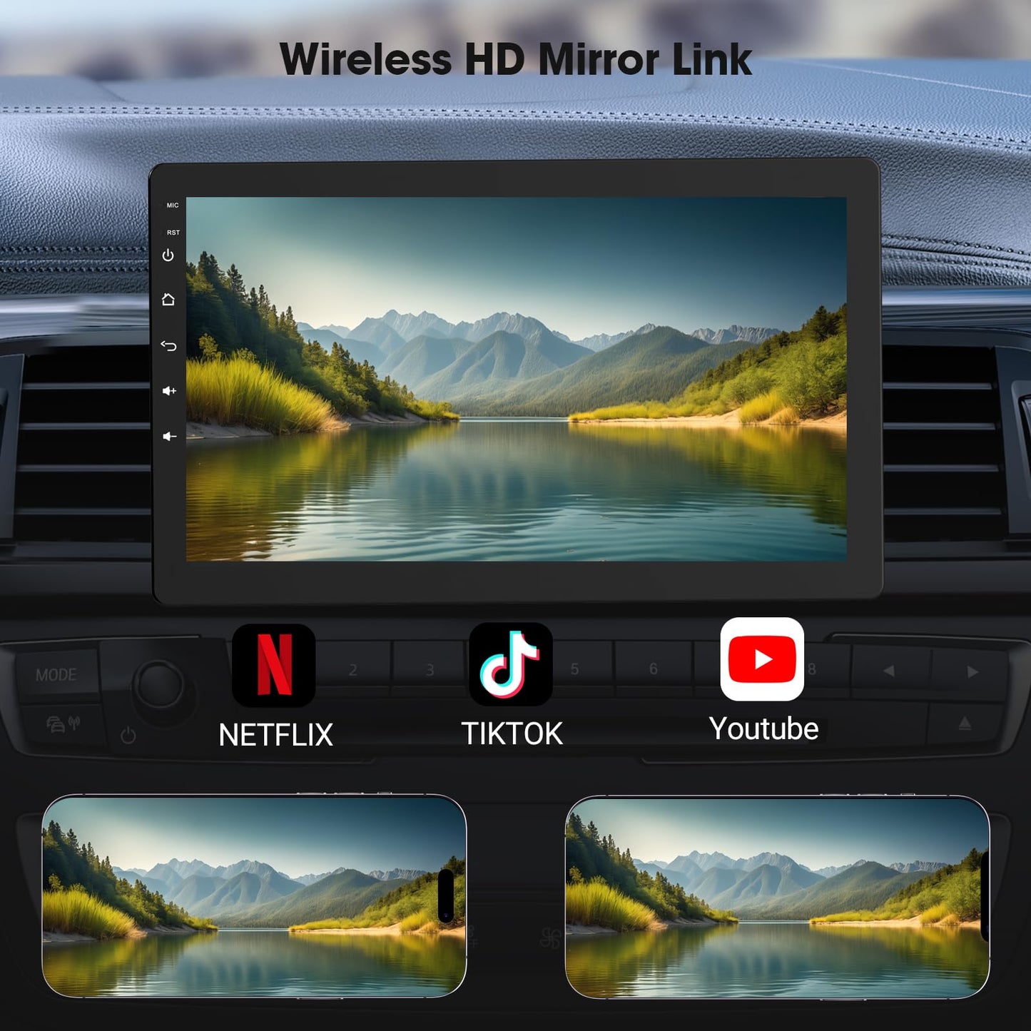 10.1 Inch Rotatable Carplay Screen for Car and Android Auto,Single Din Car Stereo with 720P Backup Camera,Touch Screen GPS Navigation,Bluetooth,Voice Control