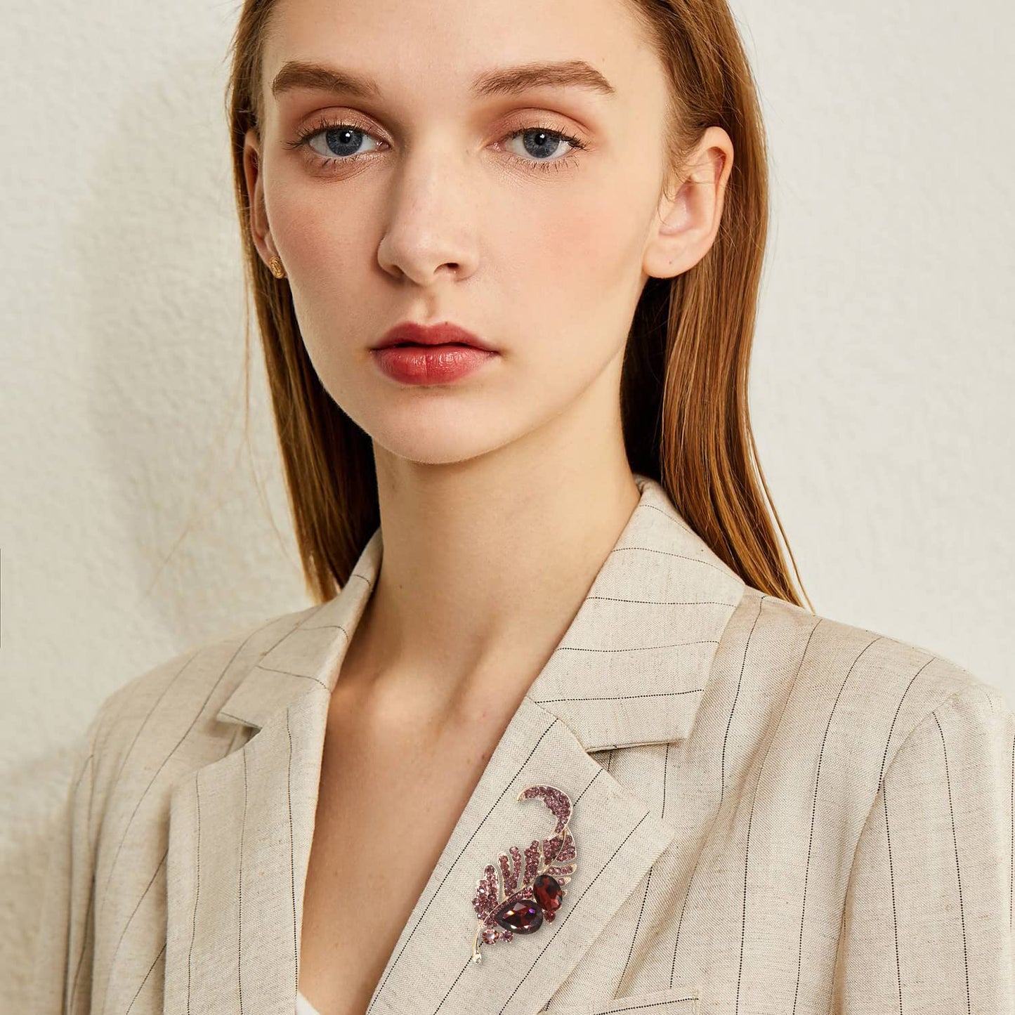 Purple Leaf Brooches Pins for Women Girls Fashion Vintage Gold Statement Jewelry