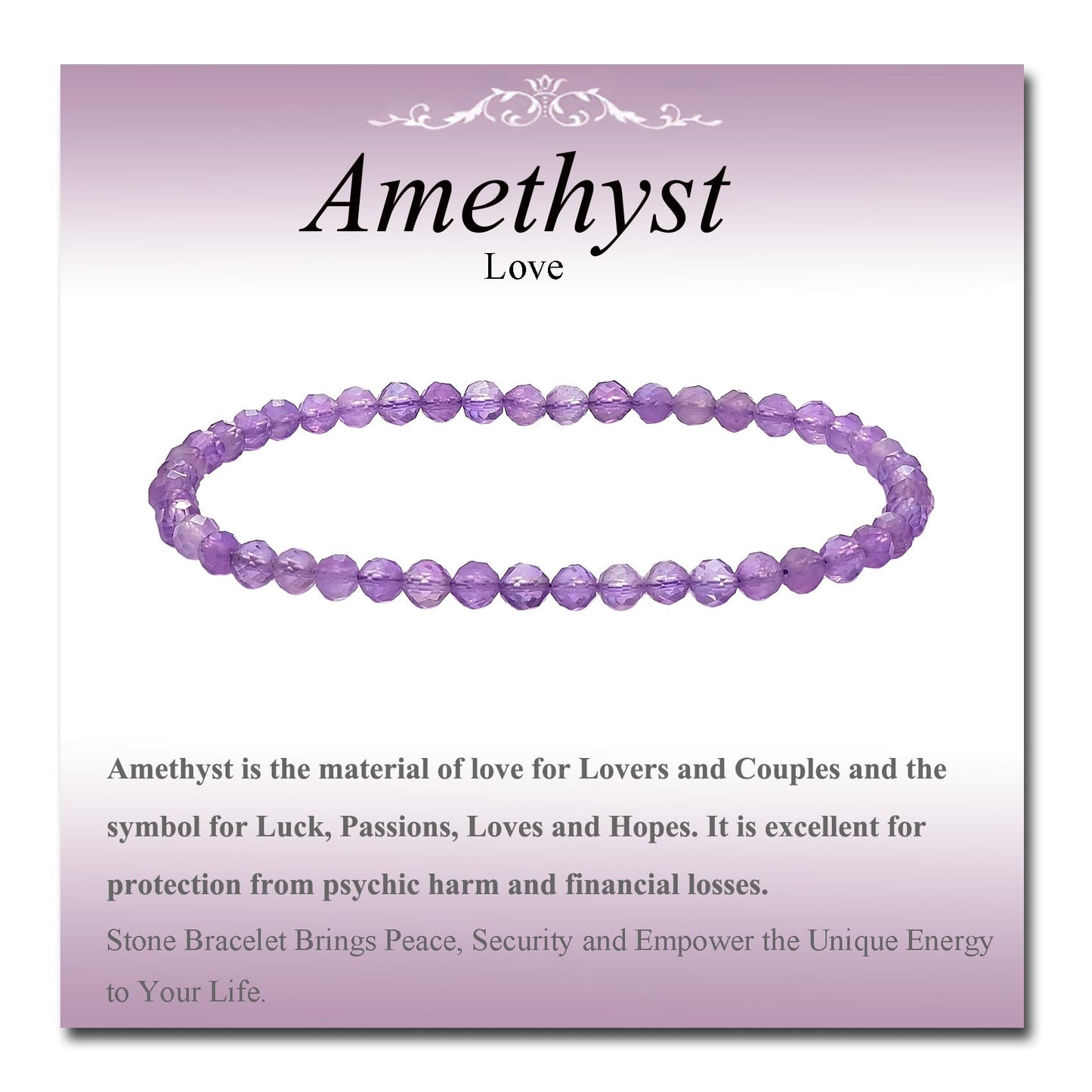 MASSIVE BEADS Natural Genuine Gemstone Beads Healing Crystal Chakra Reiki Jewelry Faceted Round Beads Bracelets (Amethyst, 3mm)