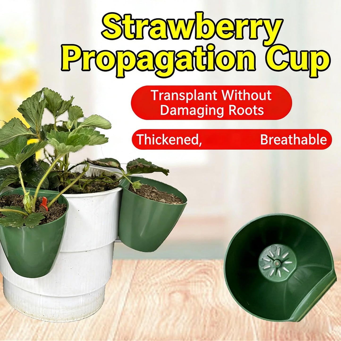 HEIMA STUDIO Strawberry Propagation Cups with Runner Forks, Breathable Plant Starter Pots for Rooting Runners, Greenhouse Seedling Containers for Balcony & Garden, Food Grade with Holes