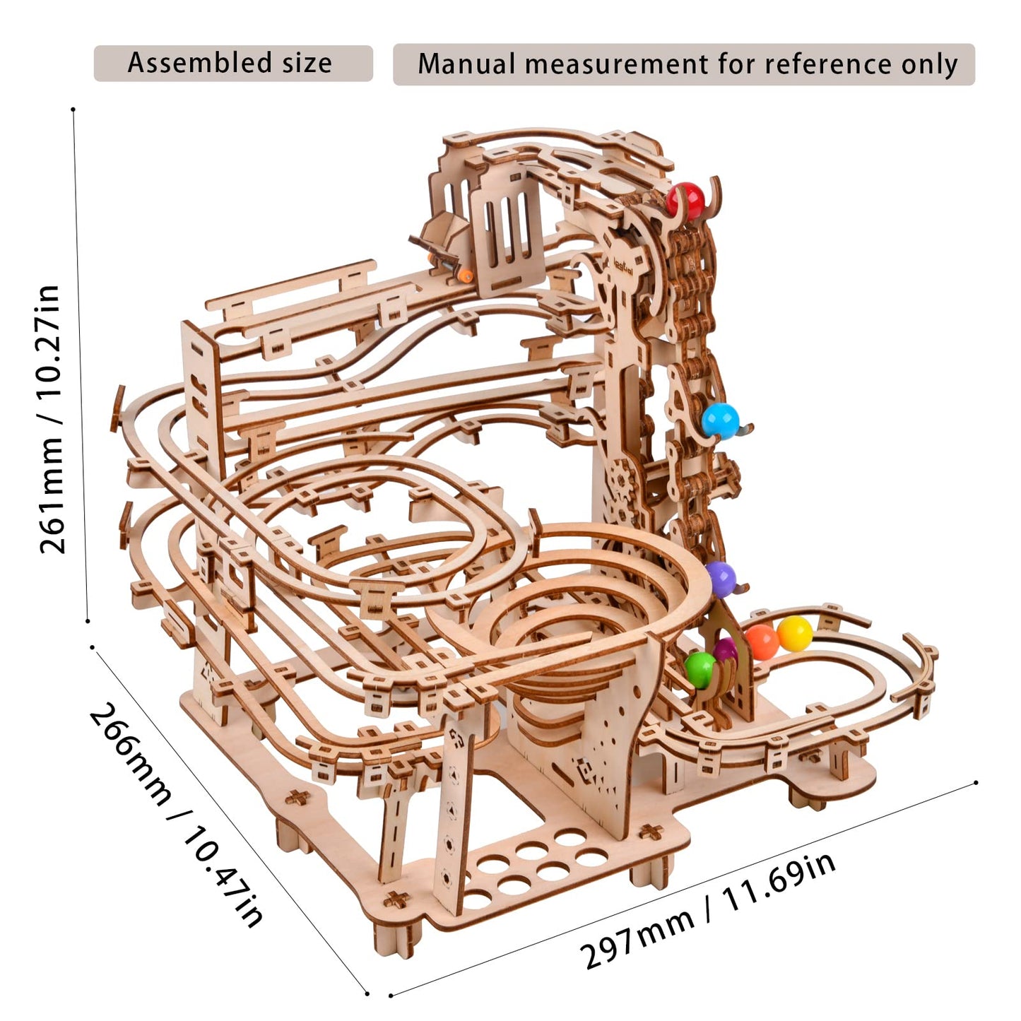 3D Wooden Puzzles Marble Run Chain Kit, Wood Creative Mechanical Puzzles Assembly Model Building Kits to Build for Adults & Kids, DIY Wooden Puzzle Hobbies Toys for Adults &Teens Gifts