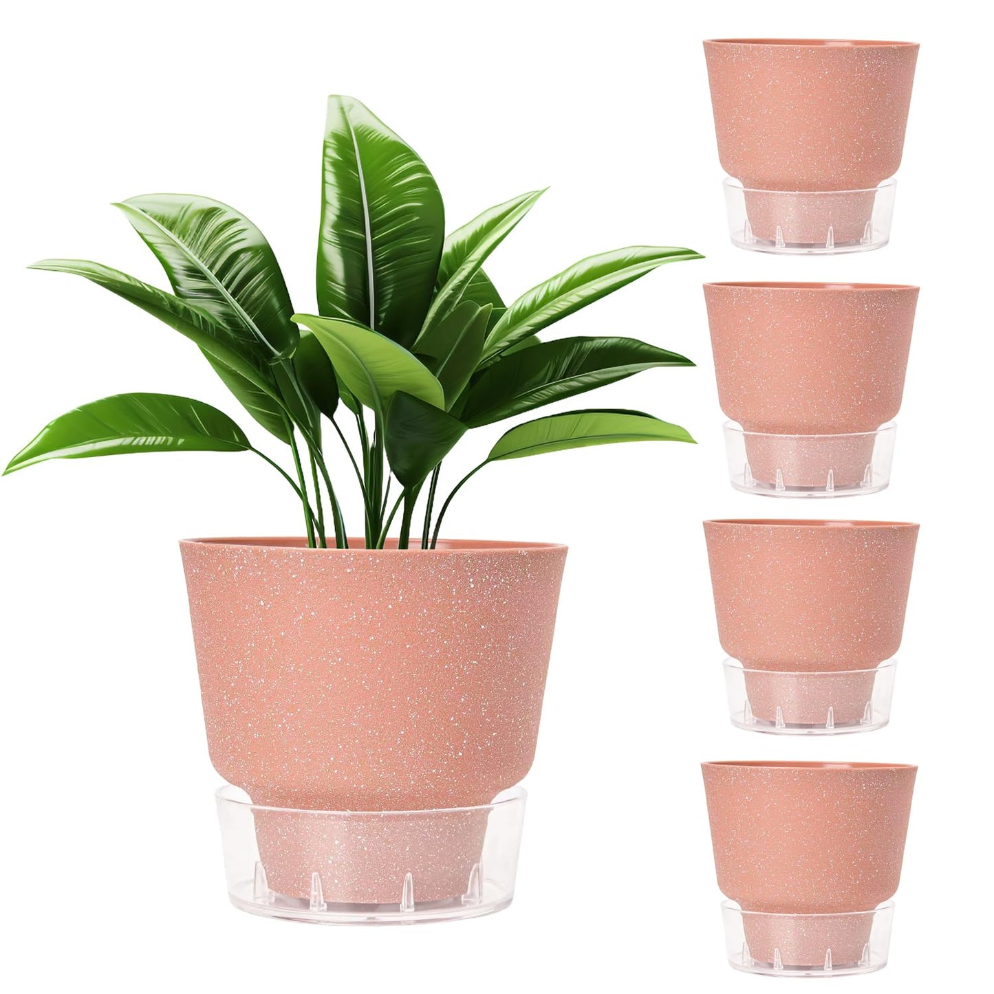 HYNZ Self Watering Pots for Indoor Plants, with Visible Reservoir, 6 inch Plant Pot with Wick Rope Planter Pot for Indoor Outdoor Plants (Frosted Brick Red)