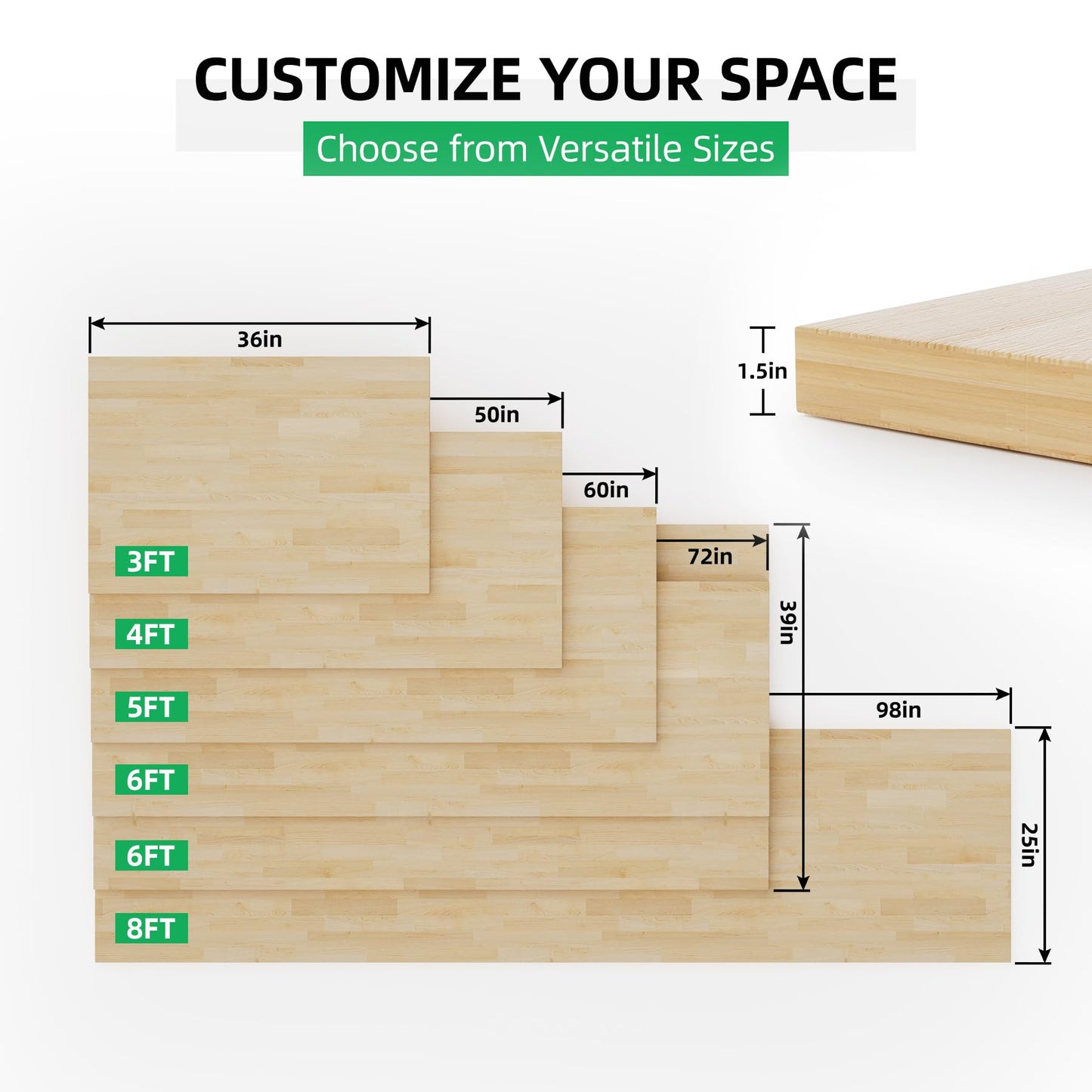 Butcher Block Countertop Wood Tabletop - Premium 4ft Solid Hardwood Plank for DIY Kitchen Island, Countertop, Coffee Bar and Desk with Natural Unfinished Birch Finish, 50"x25"x1.5"