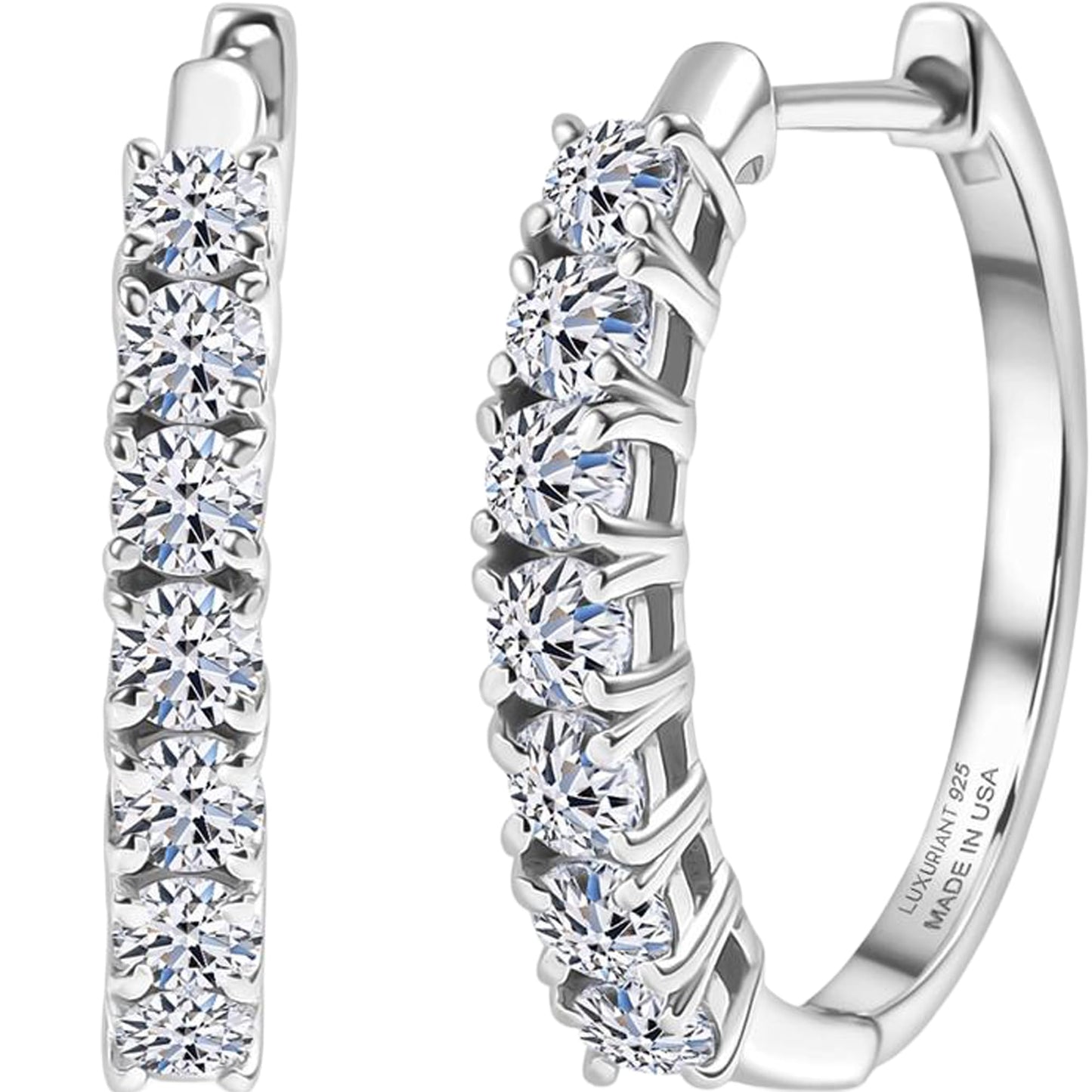 Shop LC 1 Carat Lab Grown Diamond Prong Set Hoop Earrings for Women (G-H Color SI Clarity) in 925 Sterling Silver with Rhodium Plated Jewelry Gifts