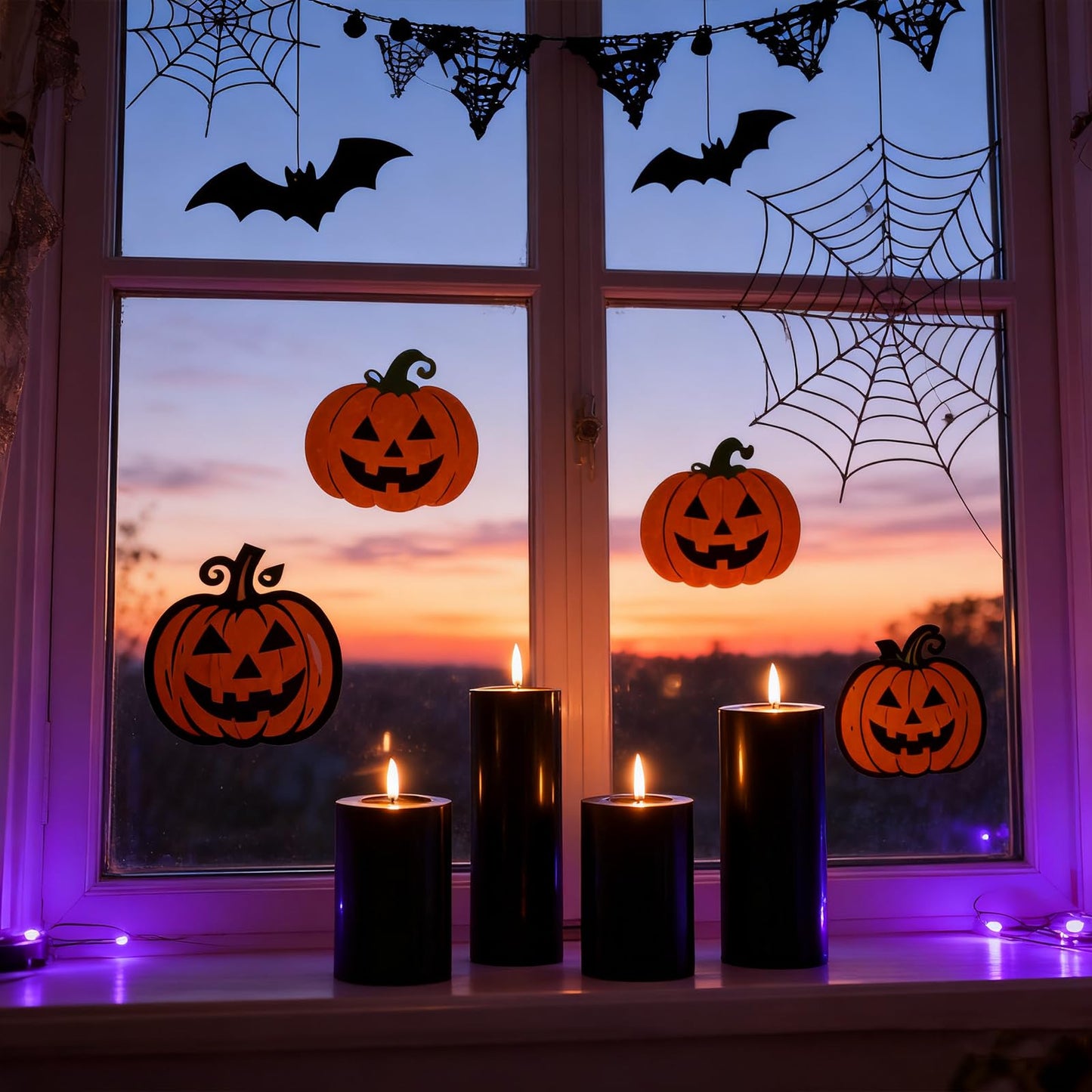 Lezonic Black Flameless Candles with Remote, LED Battery Operated Flickering with Timer, 4 Pack Glossy Wax Drips Design Real Wax Pillar for Halloween Decor, Centerpiece, Birthday Gifts (4/5/6/8 Inch)
