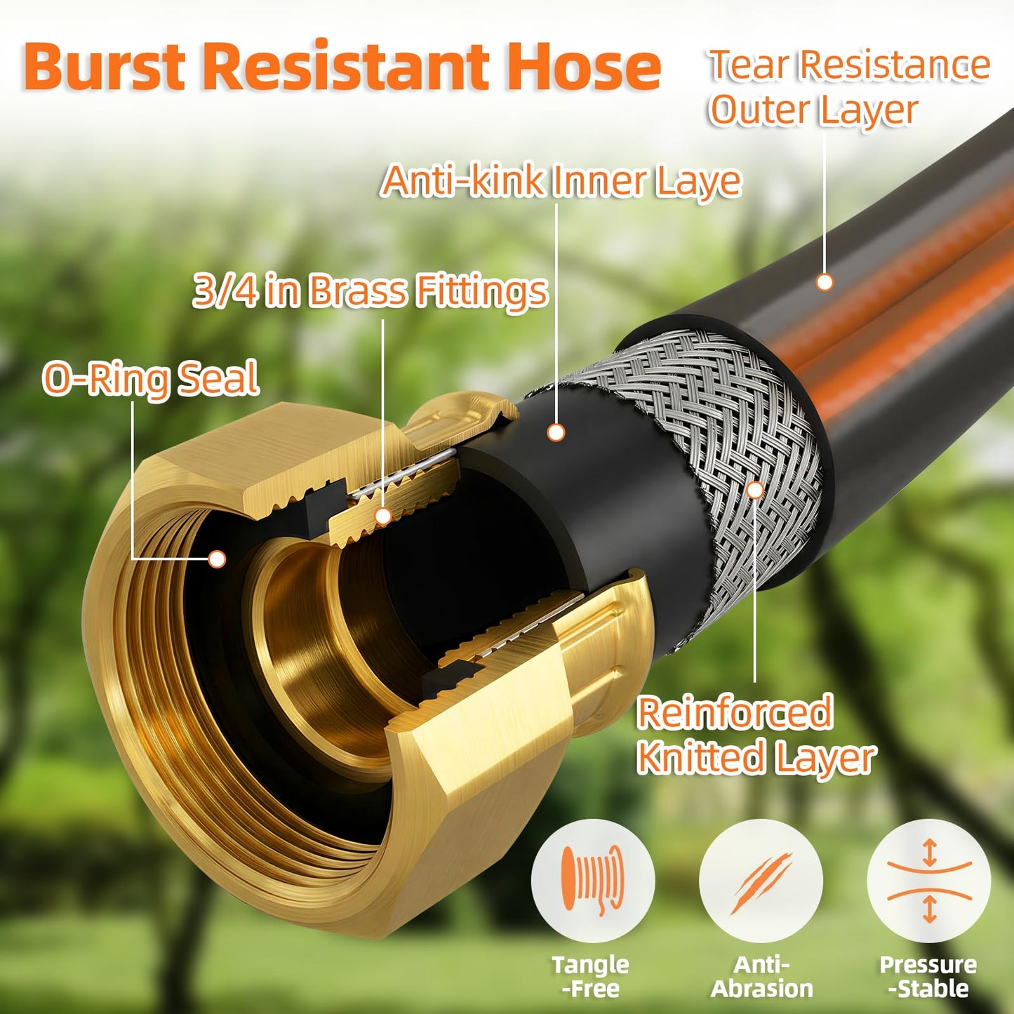 Entgard Retractable Garden Hose Reel 100 FT, 1/2" Heavy Duty Garden Hose 435 PSI Burst Pressure, Wall Mounted Water Hose Reel with 10-Pattern Nozzle, 180° Swivel, Slow Auto Rewind & Any Length Lock