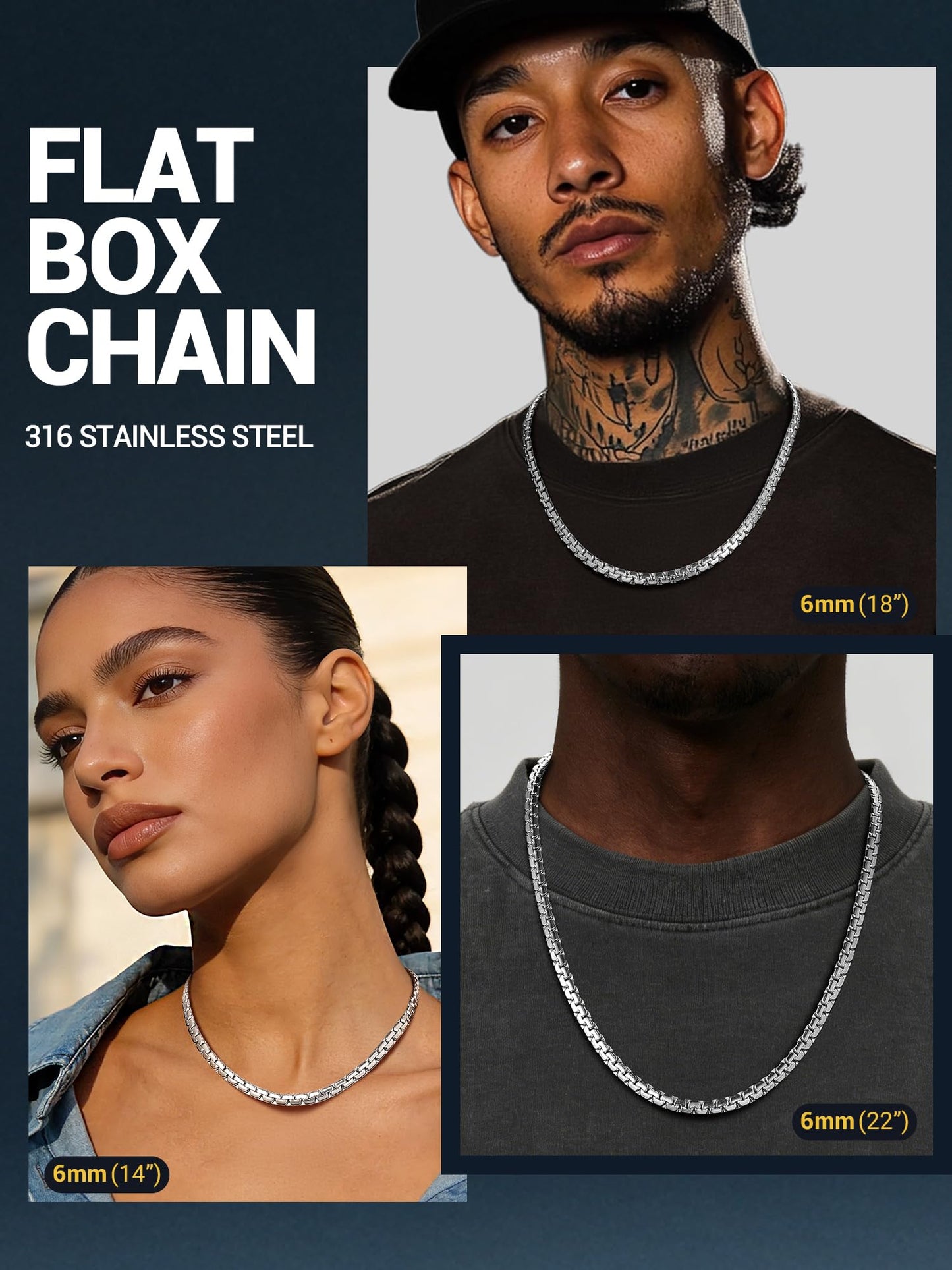 PROSTEEL Hip Hop Stainless Steel Chains For Men Mens Jewelry Neckless Chunky Necklace 6mm 28inch Long Rappers Chains