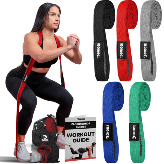 DMoose Fabric Resistance Bands for Working Out, Long Workout Bands, Pull Up, Thick Cloth, Long Resistance Band, Non Slip Long Bands for Working Out (Pack of 5)
