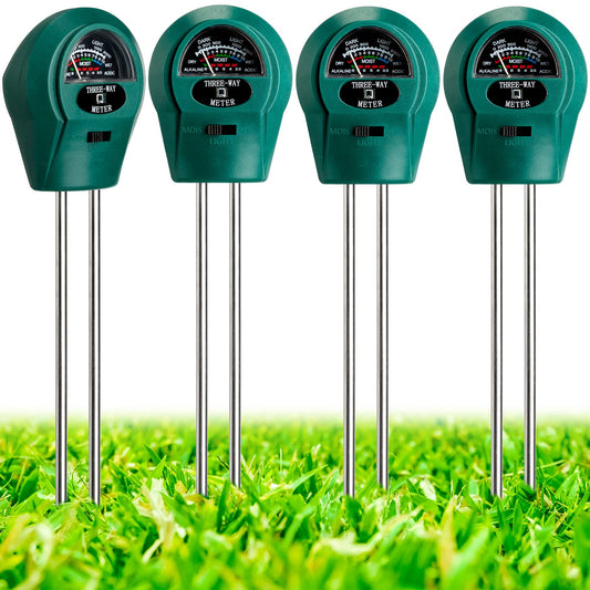 4 Pieces Plant Moisture Meter 3 in 1 Soil Moisture Meter for House Plants PH Tester Moisture Monitor for Gardening Indoor Outdoor Lawn Patio Farm Plants Care, No Battery Required (Green)