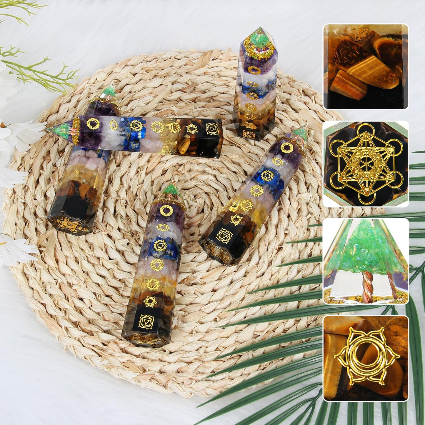 7 Chakra Crystal Wand – Handmade Crystal Tower with Tree of Life Healing Crystals for Chakra Balance, Energy Cleansing, Reiki, Home Decor, Crystals and Healing Stones