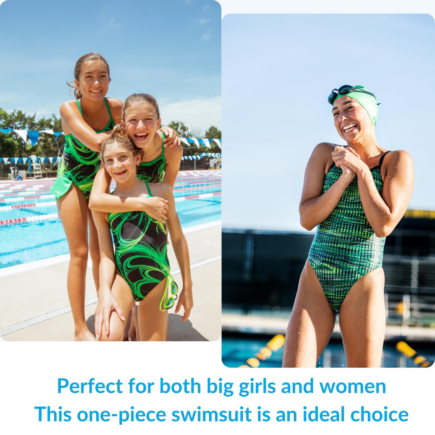 Sporti Athletic One Piece Swimsuit – Thin Strap Comfortable Training Bathing Suit with Durable Lycra Xtra Life Fabric, UPF 50+, Full Coverage for Girls Swim Team and Competitive Swimming - Black - 26