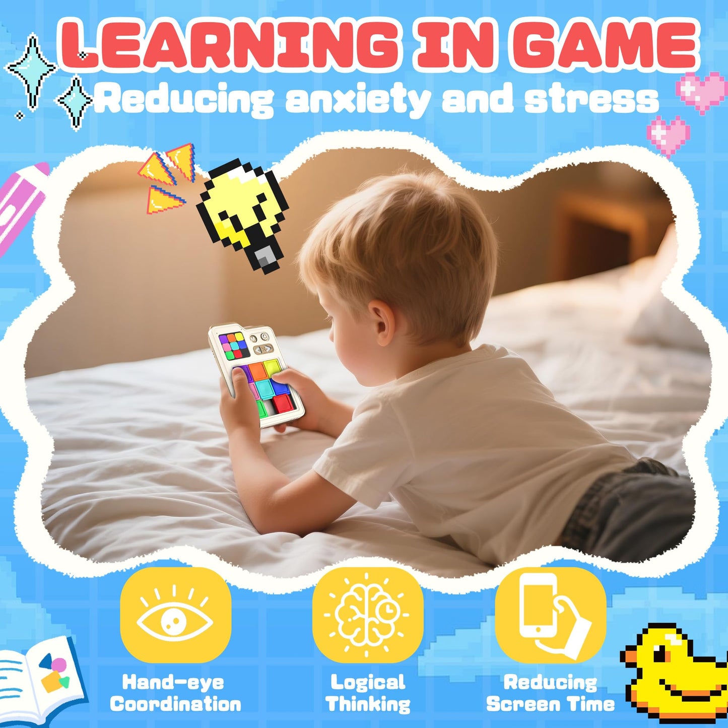 SMILESSKIDDO Super Slide Puzzle Games, Original 1000+ Challenges & 3 Modes, Brain Teaser Puzzle, Super Electronic Sliding Puzzles Toy Gifts for Kids & Adults, Fun Unblocking Logic Game