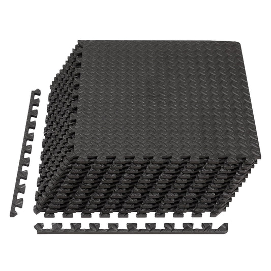 Sweetcrispy Interlocking Foam Floor Tiles, 1/2 Inch Thick Non-Slip Gym Flooring Mats for Home Gym, Garage & Workout Space, 12 Pcs