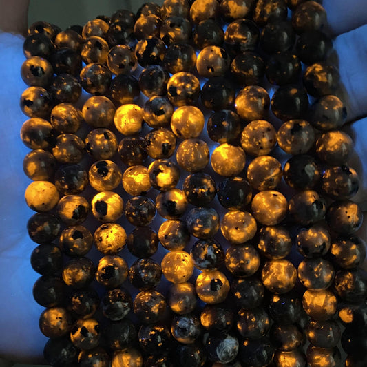 4MM 80PCS Flame Yooperlite Stone Beads Loose Beads for Jewelry Making DIY Bracelets Show Flame Color Under the Irradiation of UV Lamps