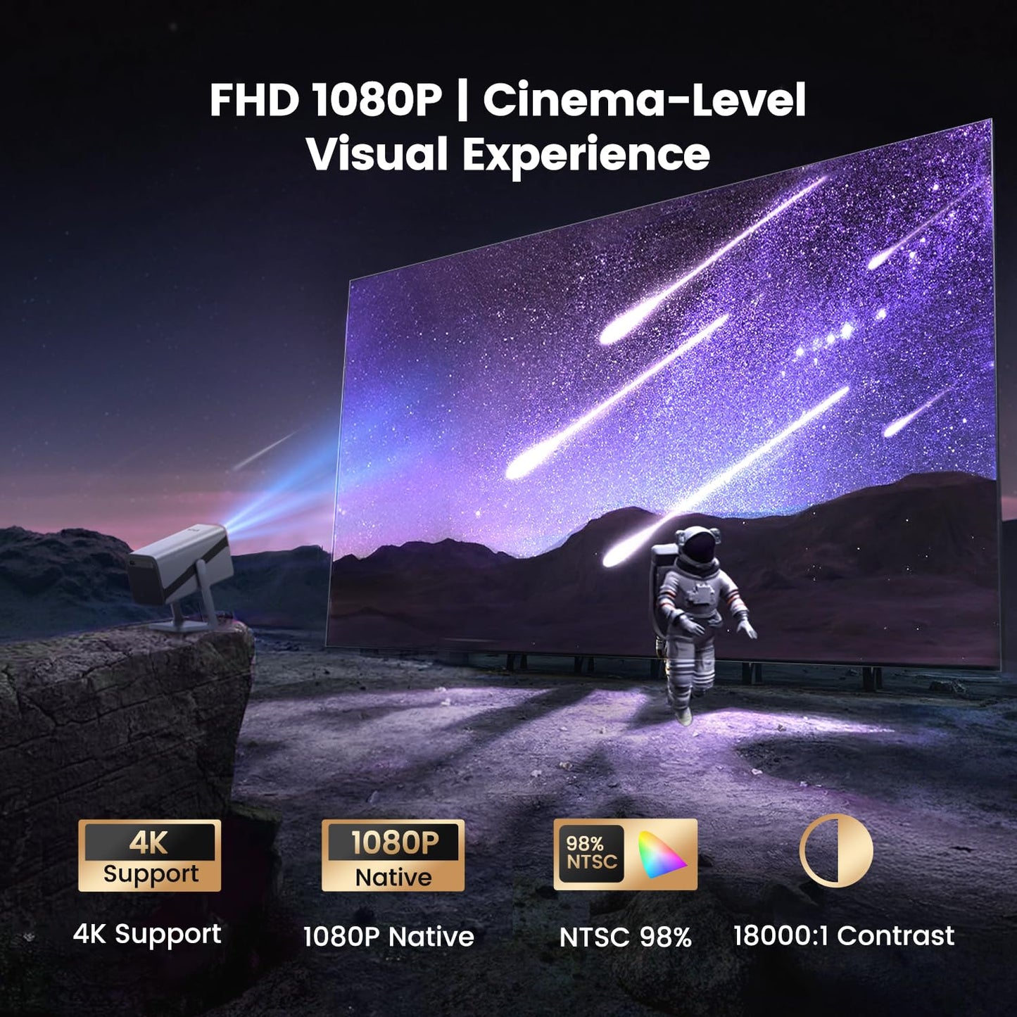 [Officially-Licensed APP/4K Support/Dolby Audio] Portable Smart Projector with WiFi and Bluetooth, Auto Focus & Keystone/Zoom,360°Adjustable Stand, iWIMIUS Mini Outdoor Moive Proyector（2026 Upgraded）