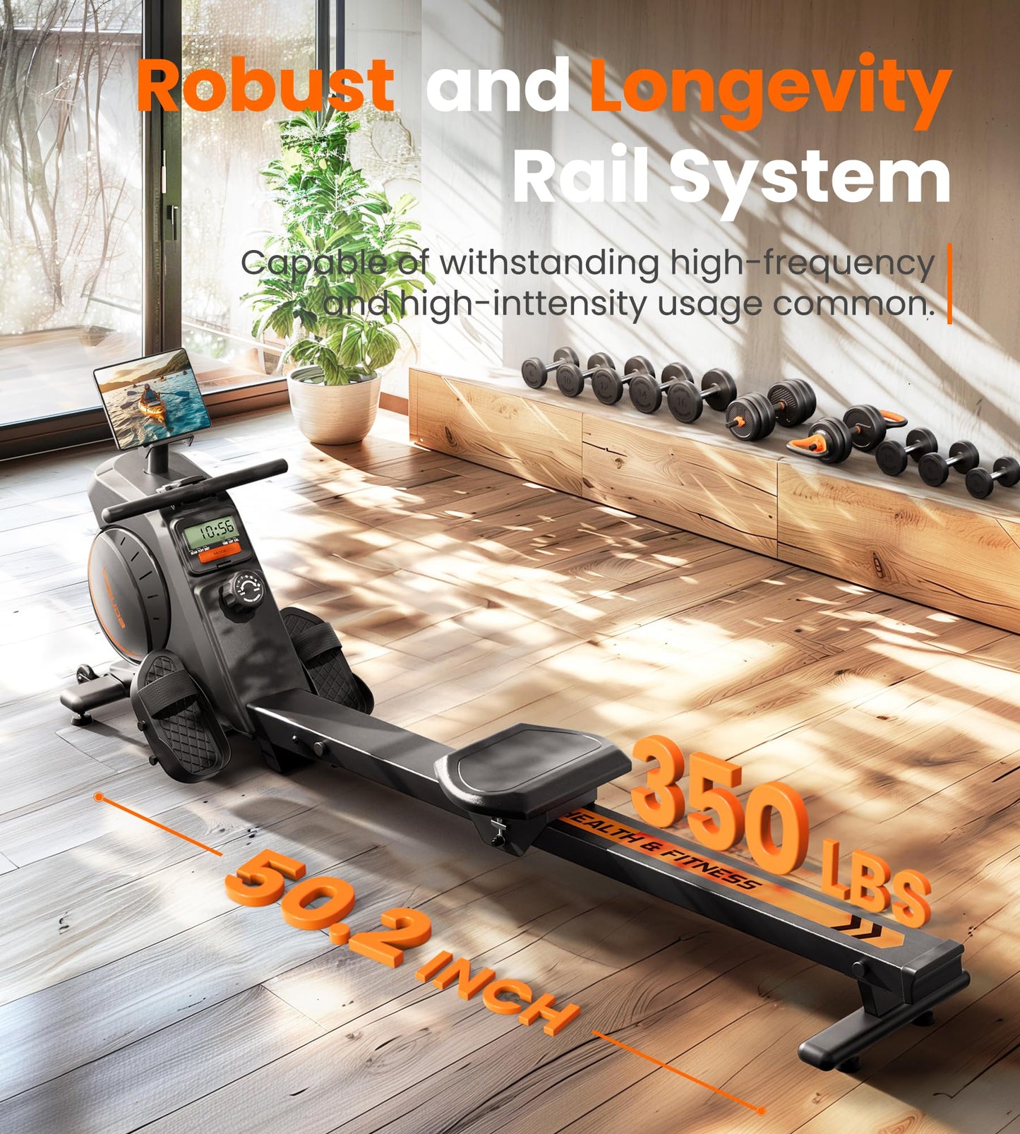 YOSUDA Magnetic Rowing Machine 350 LB Weight Capacity - Rower Machine for Home Use with LCD Monitor, Tablet Holder and Comfortable Seat Cushion