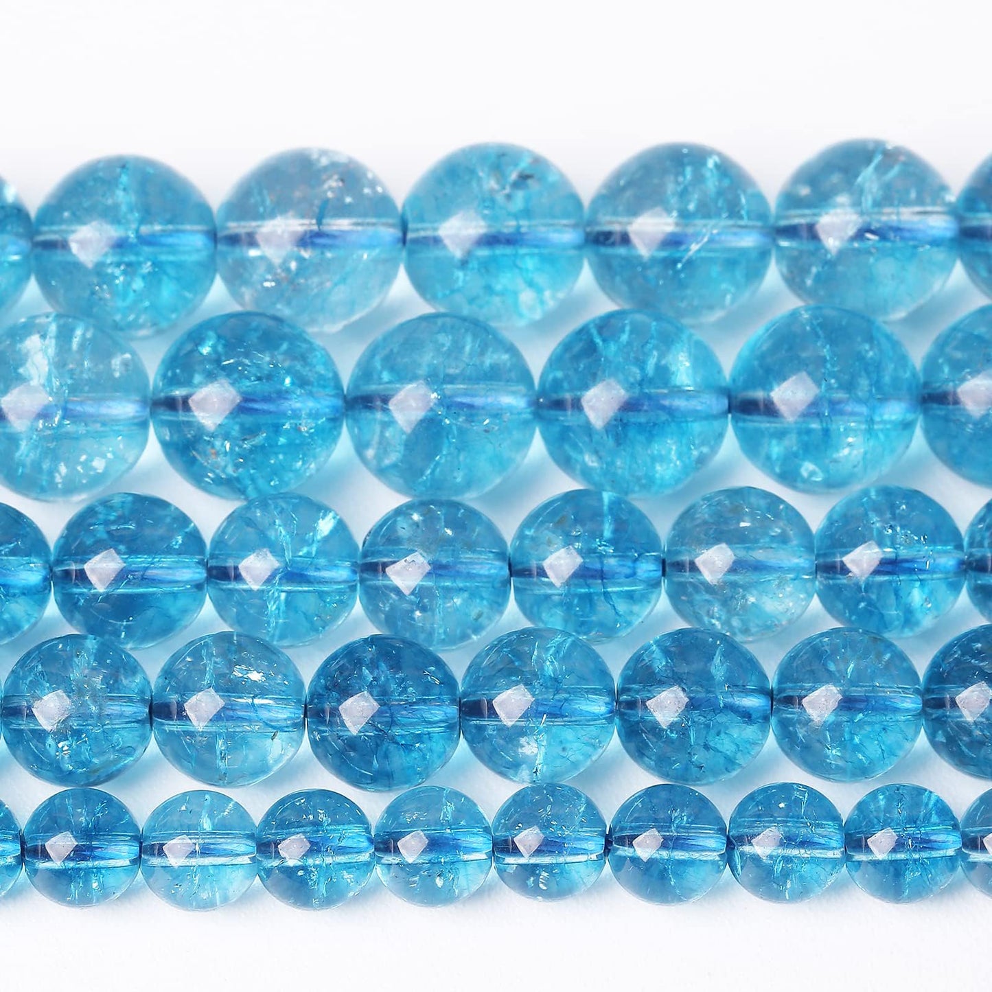 Natural Lake Blue Snow Crystal Stone Beads for Jewelry Making DIY Bracelet Necklace Jewelry Making 1 Strand 15.5inch 35PCS 10MM