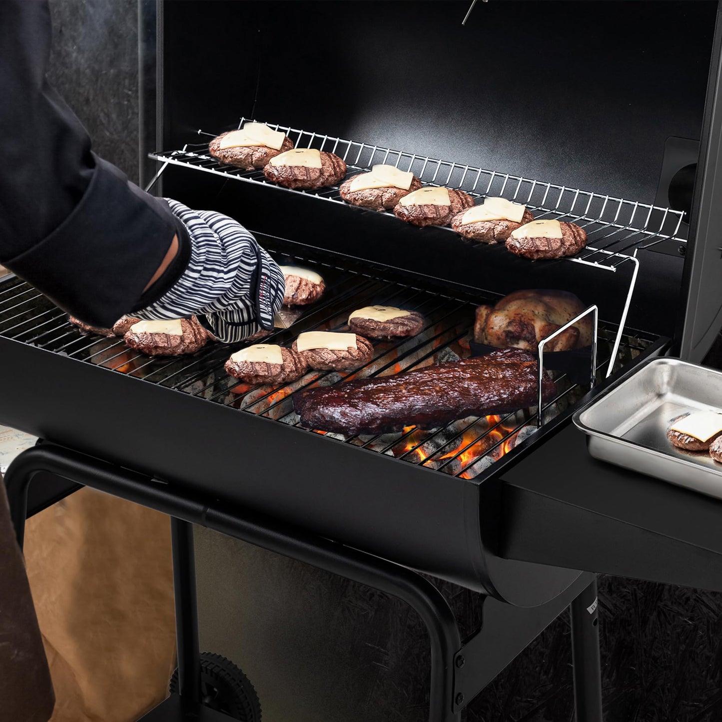 Royal Gourmet CC1830 30 Inch Barrel Charcoal Grill with Warming Rack, Outdoor BBQ Grill with 627 Sq. In. Grilling Space for Backyard, Patio and Parties, Black
