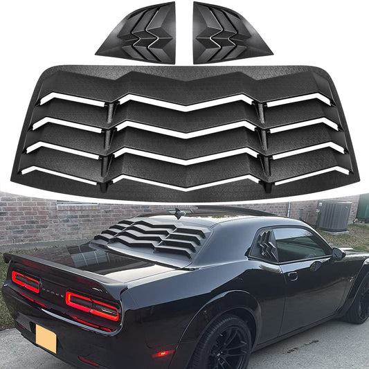 Bonbo Rear+Side Window Louver Fits for Dodge Challenger 2008-2022 2023 in GT Lambo Style Custom Fit Windshield Sun Shade Cover ABS (Matte Black)