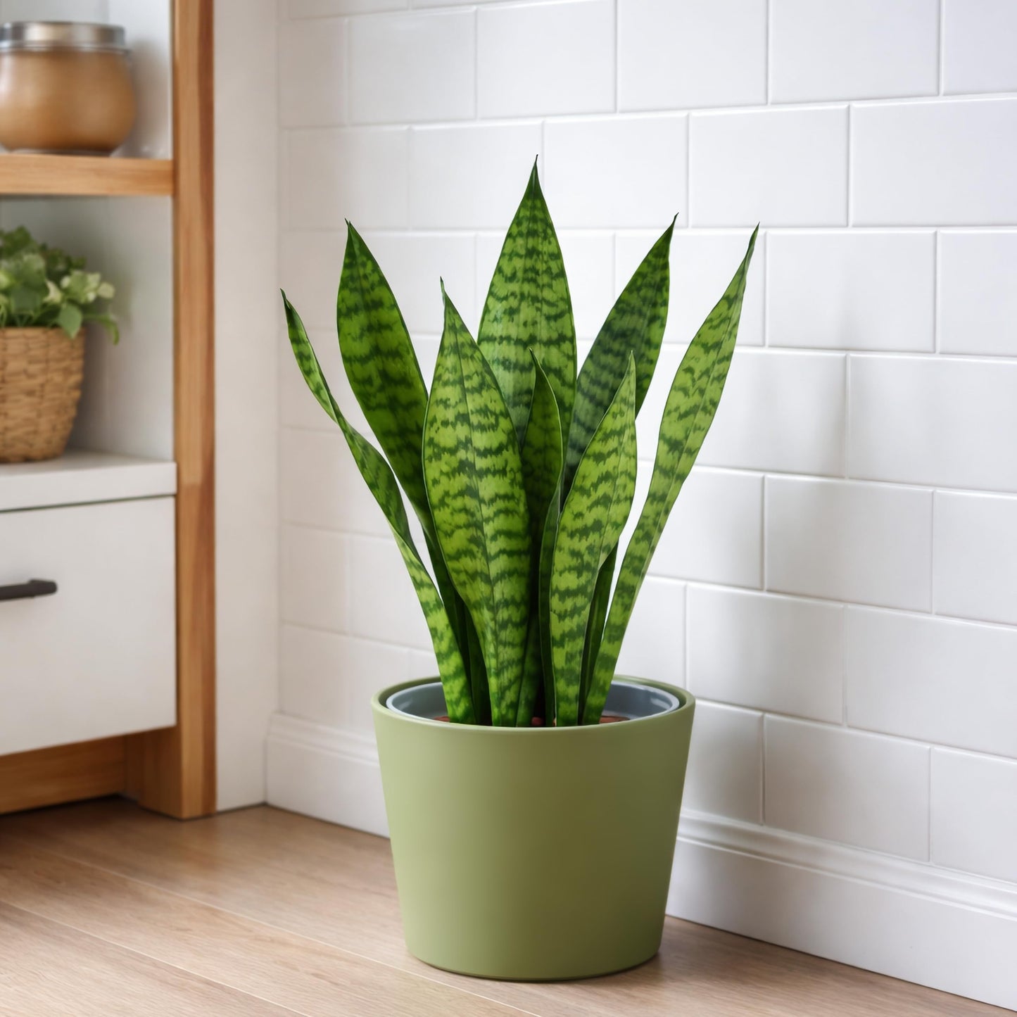Phoenix Vine 6.6 Inch Olive Plastic Cachepot with Clear Nursery Pot, Decorative Lightweight Planter Cover with Transparent Inner Pot for Indoor Houseplants, Pack of 1, 24-C-F-1