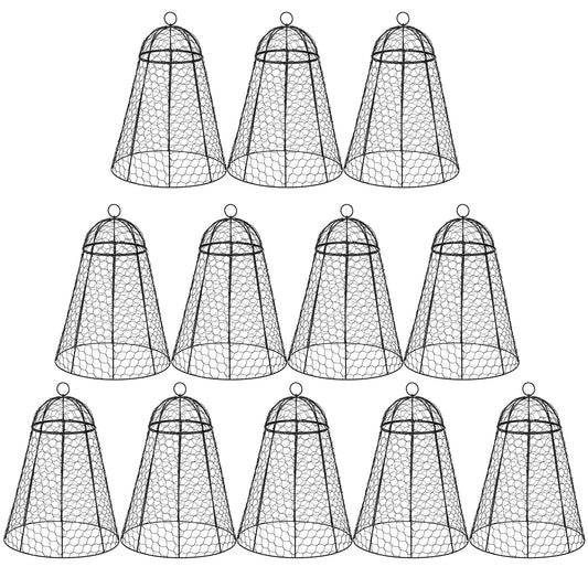 12 Pack Garden Chicken Wire Cloche, 12" W x 15.7" H Plant Protectors and Covers, Wire Garden Cloches from Animals, Metal Cage Plant Protection, Strong and Not Easy to Deform, No Assembly Required