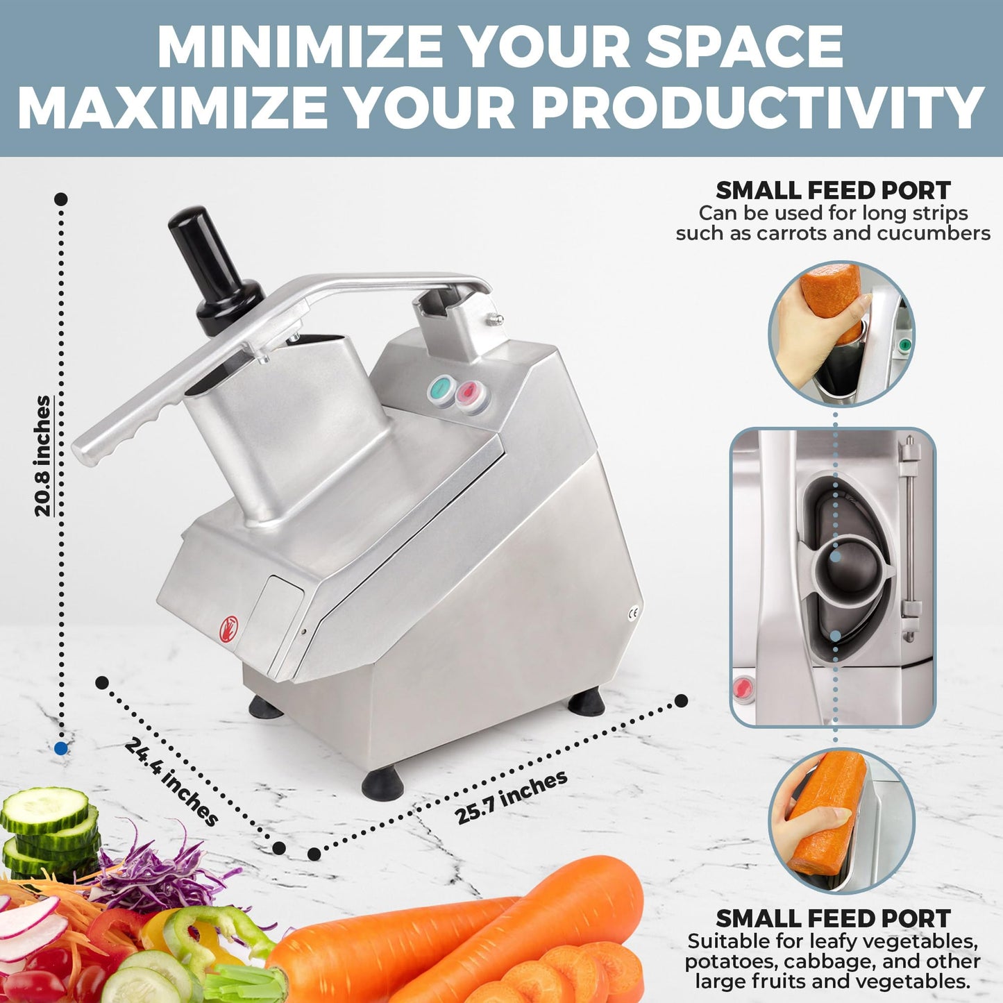 Tartle 550W Commercial Vegetable Cutter and Food Processor - 110V Multifunction Automatic Cutter - Vegetable Slicer Cheese Grater Potato Dicer, 3.17 Quart with Disc Blades