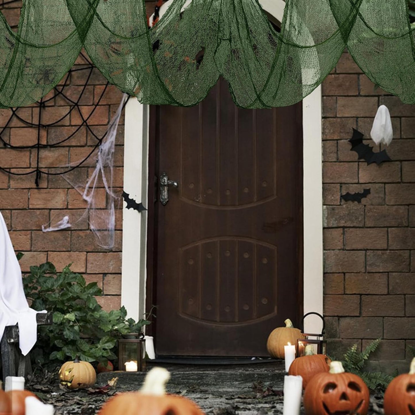 Halloween Green Creepy Cloth 79 X 197 Inch Green Spooky Scary Gauze Spooky Fabric Cloth for Haunted House Halloween Party Doorways Outdoors Decoration