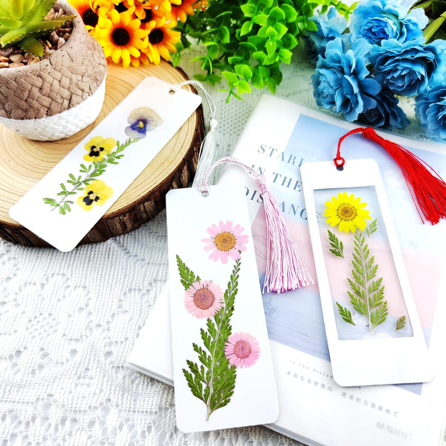 Cardstock Blank Bookmarks Set, 12 Pcs DIY White Craft Bookmarks for Pressed Flowers, Dried Floral Book Mark Making Kit, Book Marks for Dried Floral, Gifts for Book Lovers (Classic Style)