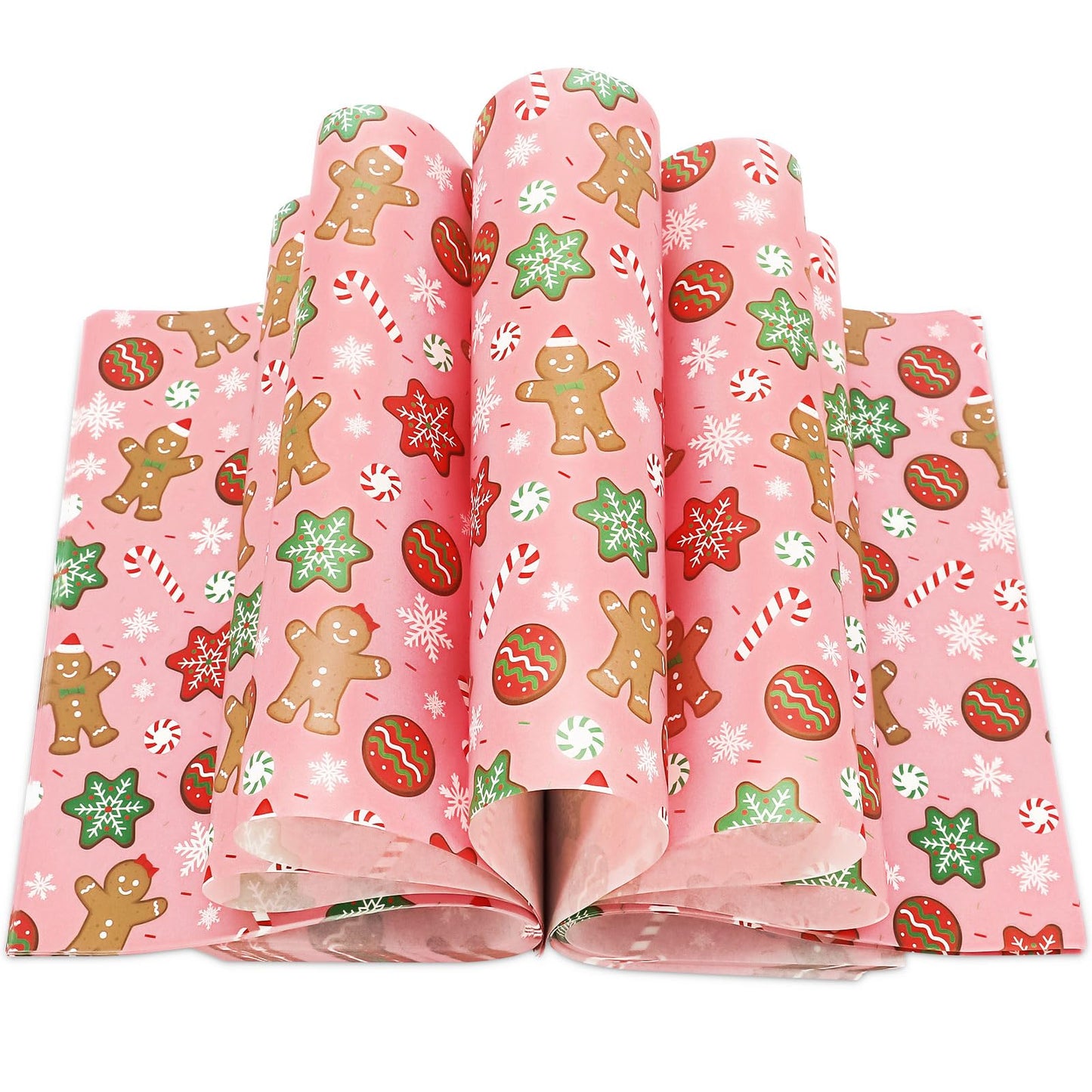JarThenaAMCS 150Pcs Christmas Wax Paper Pink Gingerbread Man Snowflake Deli Paper Tissue Xmas Winter Sandwich Wrap Paper Oil-Proof Picnic Liners for Party Kitchen Supplies