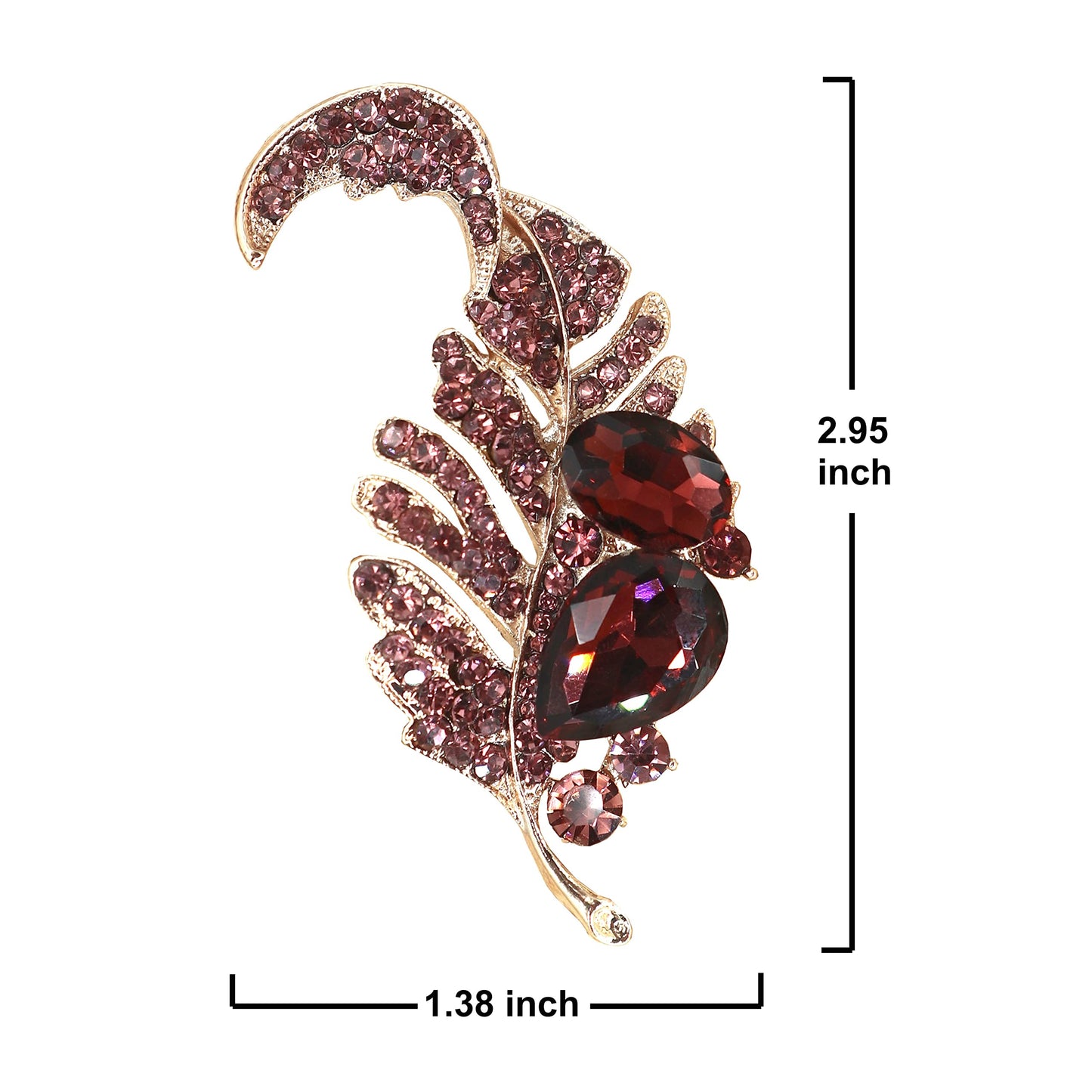 Purple Leaf Brooches Pins for Women Girls Fashion Vintage Gold Statement Jewelry