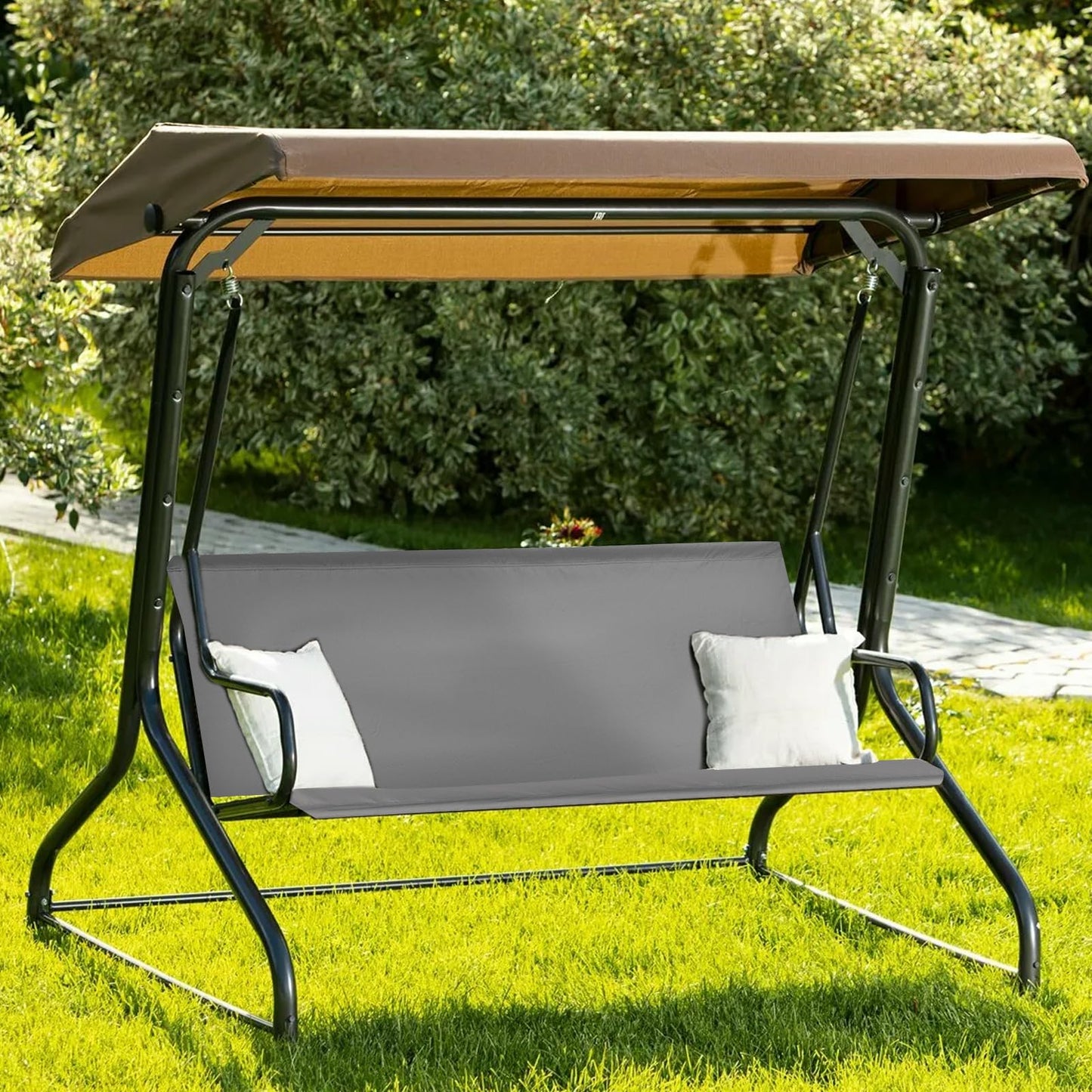 Porch Patio Swing Seat Cover Replacement,600D Thickened Oxford Waterproof Swing Replacement,Cushion Protection,Outdoors Covers Seater for Bench,Seats Swings 3-Seat Garden (Gray, 58.2x19.7x19.7 inch)