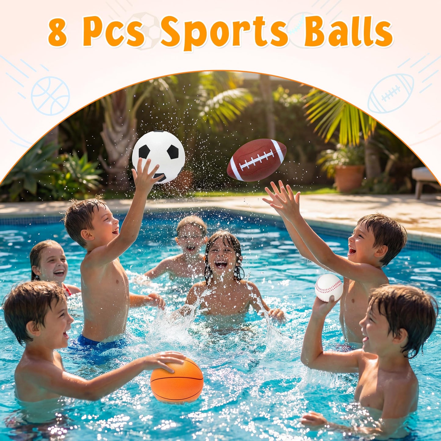 PARENTSWELL 8 Pcs Balls for Toddlers 1-3 Age, Kids Ball Toys Set (Football, Basketball, Soccer, Baseball) Baby Balls for Outside Playground, Boys Girls