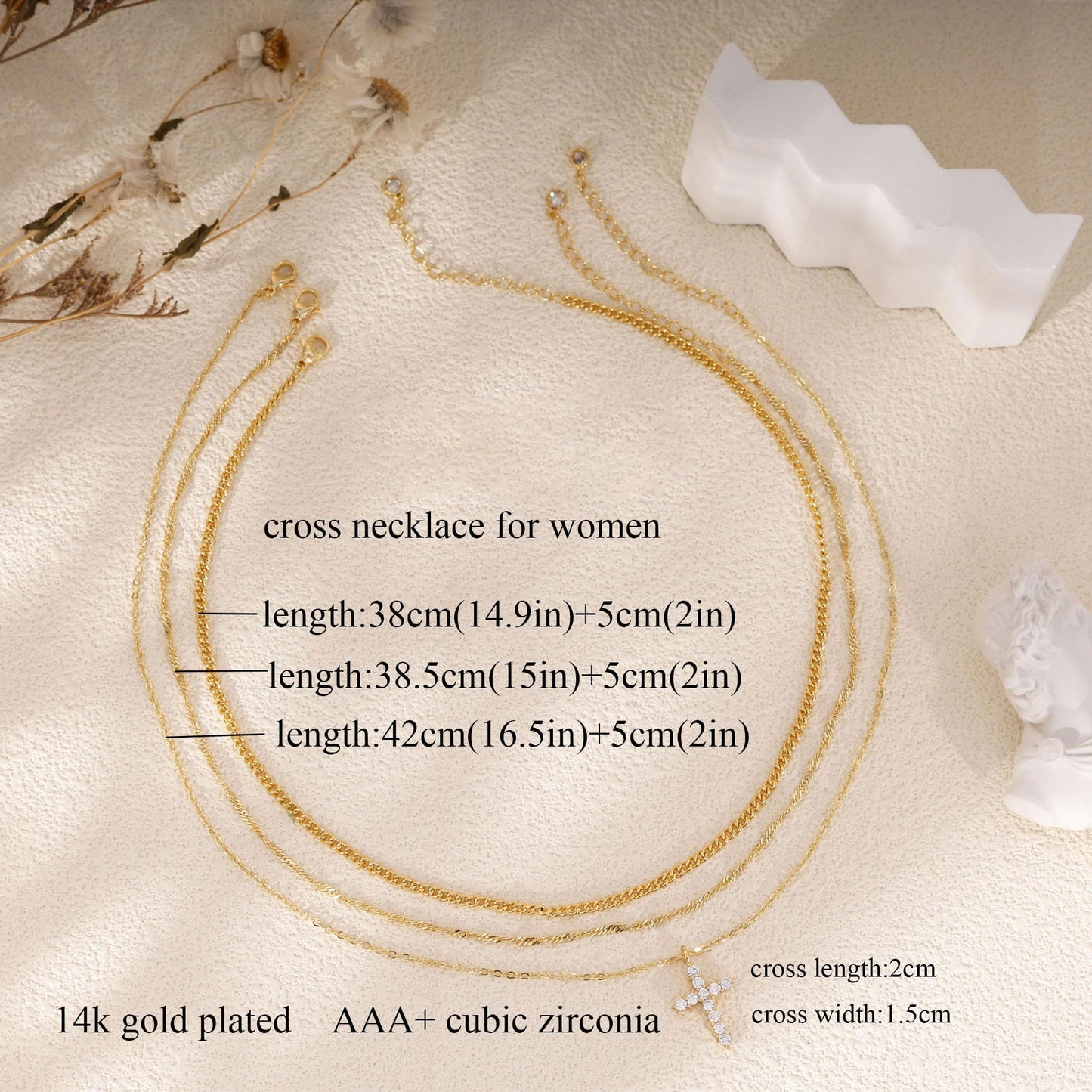 XIXINI Layered Cross Necklaces for Women, Dainty Gold Necklace Stack 14k Gold Plated Cross Pendant Necklace Simple Layering Gold Necklaces for Women Trendy Fashion Necklaces Set Jewelry